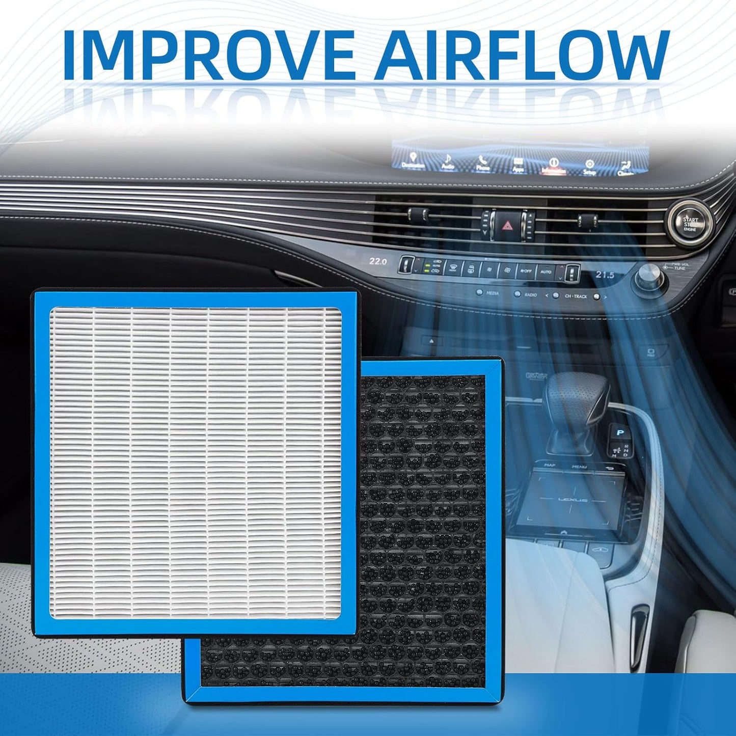 HEPA Cabin Air Filter With Activated Carbon Replacement CF10138 Compatible with Toyota Highlander 2001-2007，Lexus IS300 2001-2005 ，RX300 1999-2003.