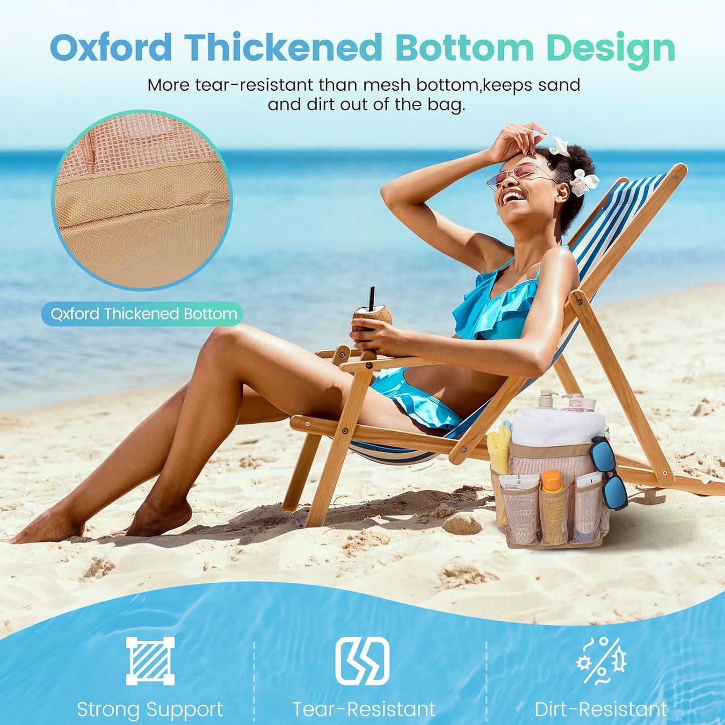 Shower Caddy for College Dorm Room Essentials for Girls with 9 Pockets,Large-Capacity Shower Basket,Quick Dry Toiletry Tote Bag for Women,Outdoor Gym,Travel,Swim,Beach Camping Essentials-Brown