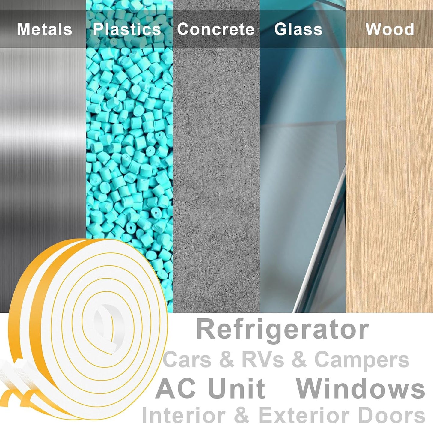 Strong Adhesive Door Weather Stripping, High Density Weather Stripping for Door, Soundproof Weatherproof Window Insulation Tape, Self Adhesive Foam Gasket Tape, White (1/2 in x 1/2 in x 13Ft)