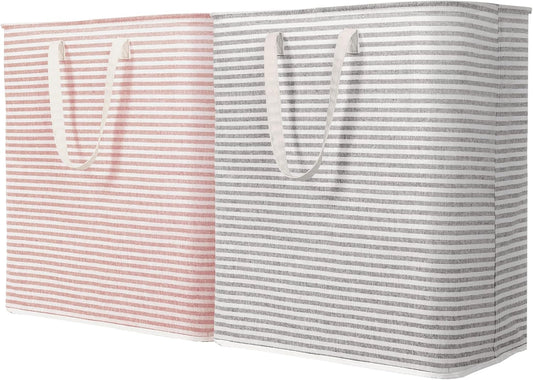 Lifewit 2 Pack Laundry Hamper Large Collapsible Laundry Basket, Freestanding Waterproof Cloth Hamper with Easy Carry Handles in Laundry Room Bedroom Bathroom Dorm for Adult, Gray&Pink, 2 x 100L