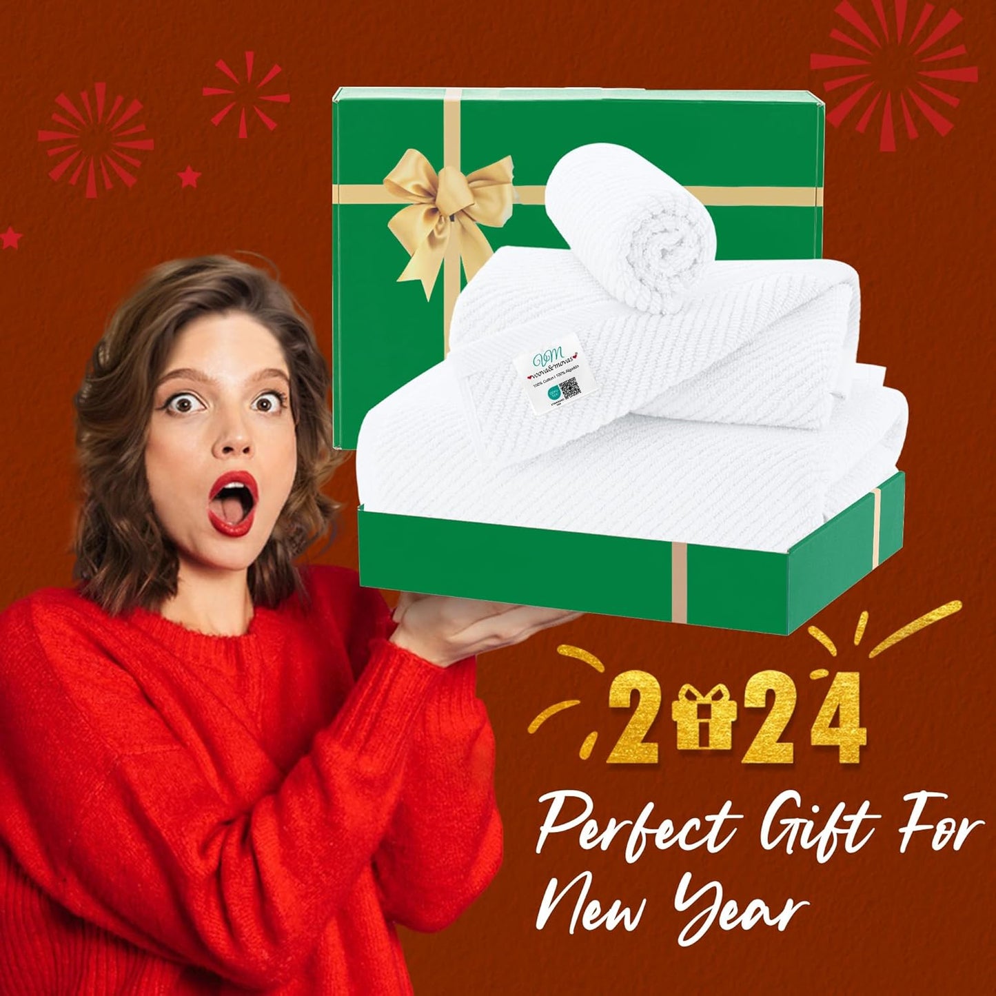 VOOVA & MOVAS White Towels for Bathroom, 100% Cotton | Quick Dry | Soft | Thick, 3 Piece Towel Set, 1 Large Bath 30" x 56", 1 Hand 18" x 28", 1 Wash Cloth 13" x 13", Bathroom Essentials