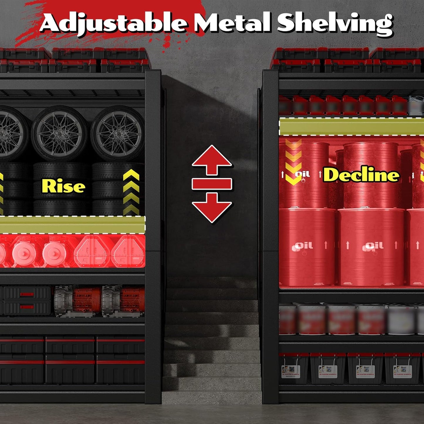 48" W Metal Shelving 5 Tier Garage Shelving 3000LBS Storage Shelves Adjustable Garage Shelves Industrial Metal Shelf for Basement Warehouse Shop Supermarket 48" W x 24.1" D x 72" H