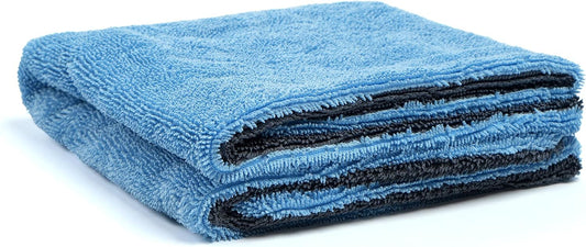 Greenfound Microfiber Towel for Cars, 1000GSM Car Drying Towel, Double Twist Pile & Edgeless Design, No Streaks, Scratches, or Water Spots, Soft and Absorbent, 18"×24", Blue&Grey