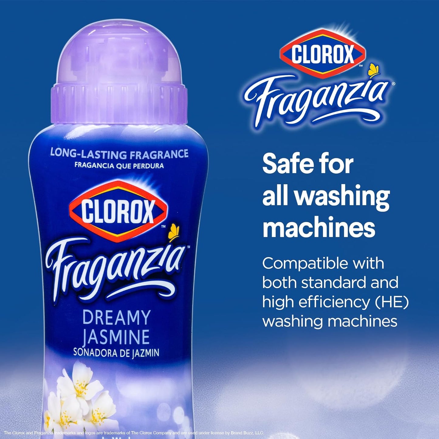 Clorox Fraganzia Laundry Scent Booster Crystals in Dreamy Jasmine Scent - Scented In-Wash Freshener Beads for Fresh, Clean, Great Smelling Clothes and Linens, 18 Oz - 2 Pack