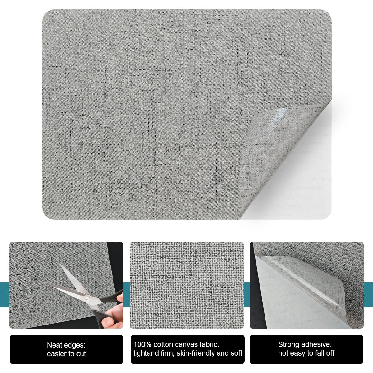 J.CARP 2Pcs Linen Repair Patches, Large Self-Adhesive Fabric Patch for Sofas, Couch, Furniture, Car Seats (8 * 11 inches-2PCS Floral Gray)