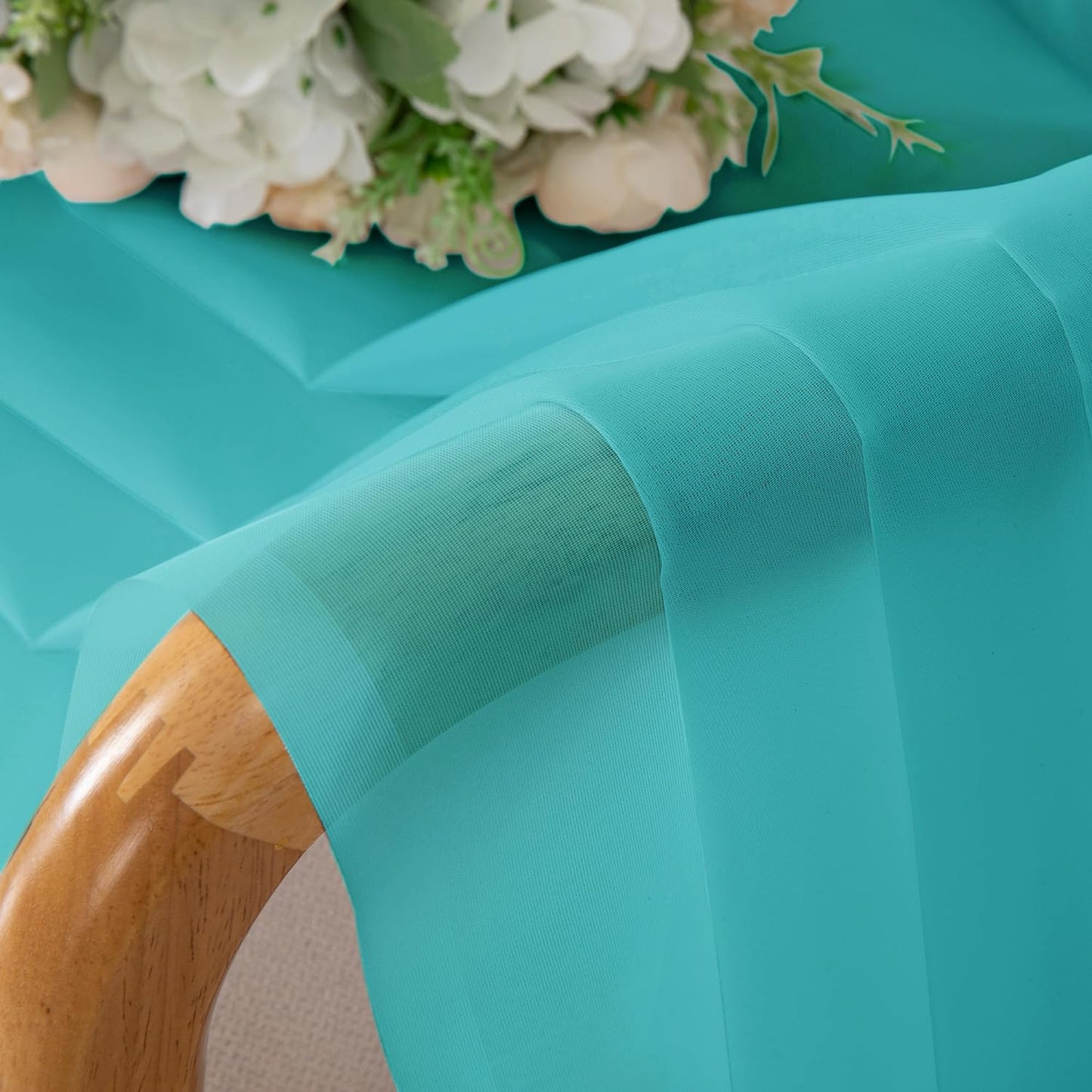 Chyhomenyc Turquoise Sheer Curtains 96 inches Long 2 Panels, Light Filtering Soft Airy Solid Elegant Voile Window Treatment Drapes for Bedroom Living Room Wedding Party Decor, 42 Wx96 L, 8FT L
