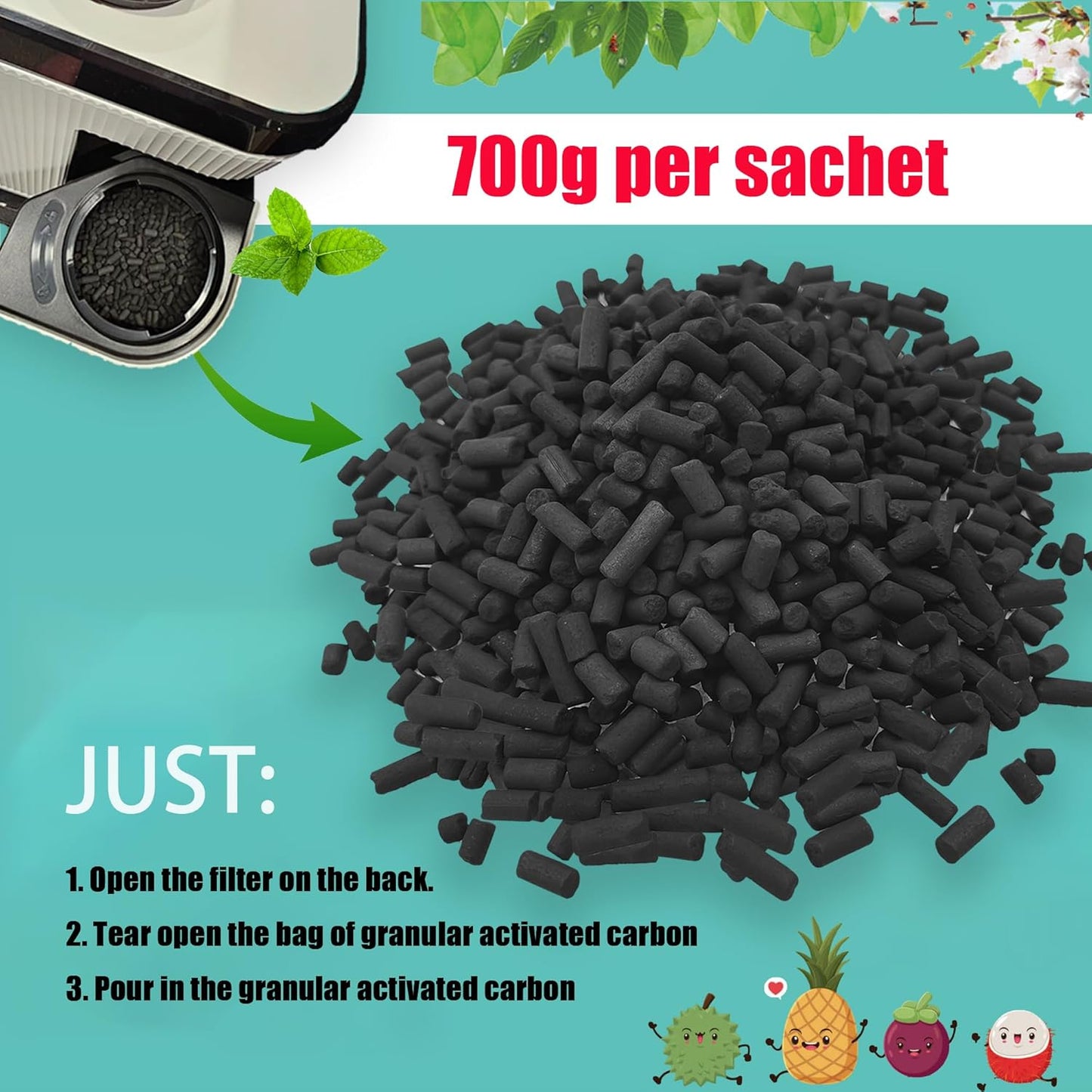1.55 Pounds Oversized Pack Replacement Odor Absorbing Filter Refills for Smart Waste Kitchen Composter, Activated Charcoal for Electric Compost Bin Odor Control