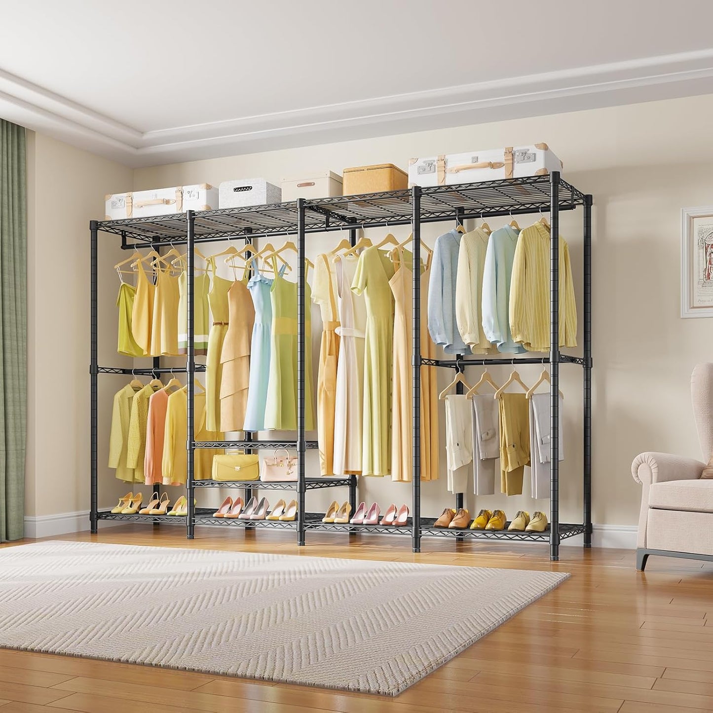 VIPEK V40 Plus Extra Large Clothes Rack Heavy Duty Clothing Rack for Hanging Clothes, Multi-Functional Closet Organizer System Freestanding Wardrobe Closet for Bedroom, Max Load 1300lbs, Black