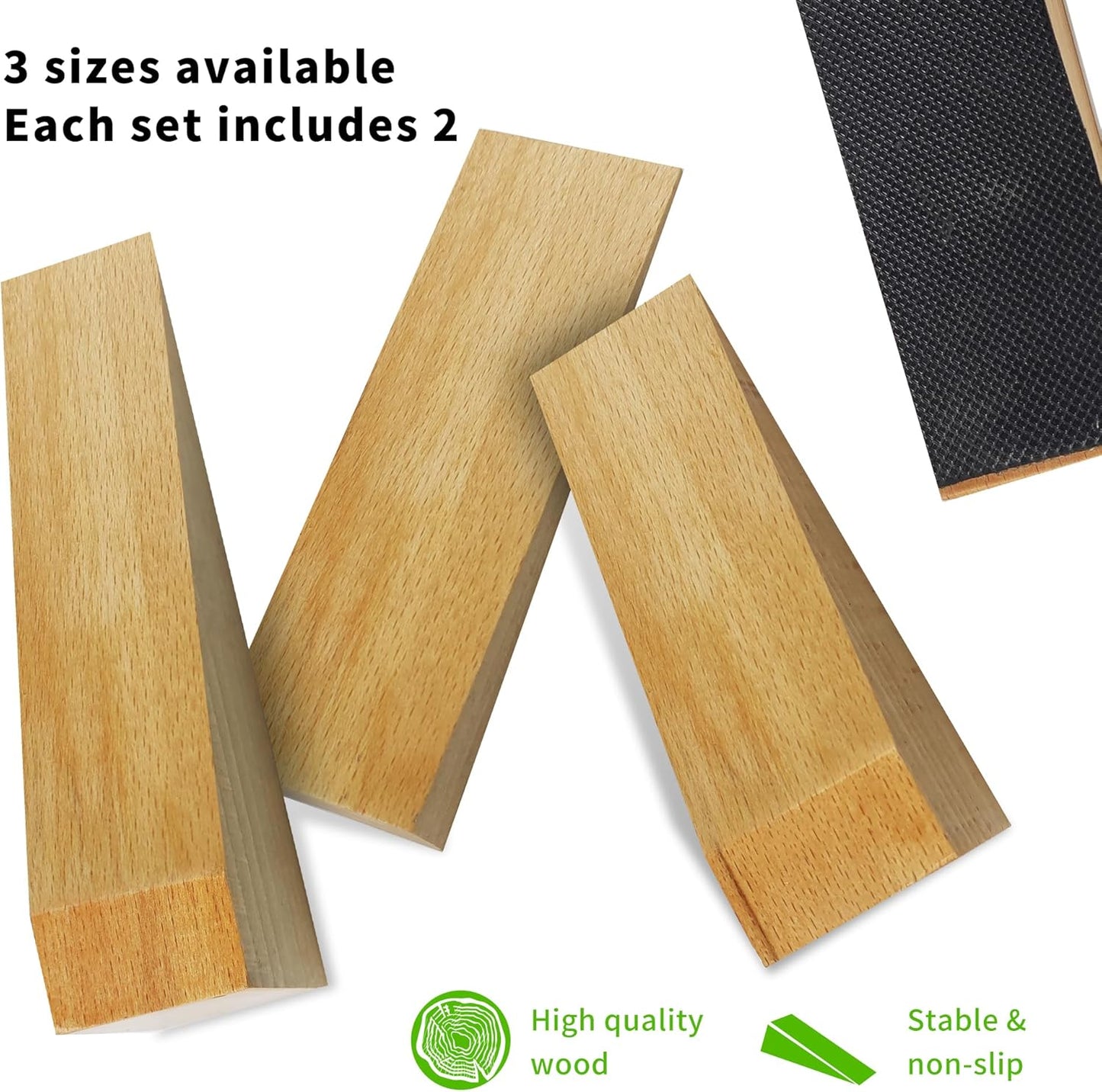 2 Pack Wooden Door Stop - Non-Slip Door Stoppers for Floor - Door Wedges for All Door Types and Surfaces - Each Door Stopper 2inch Thick, 6.3inch Long with Rubber
