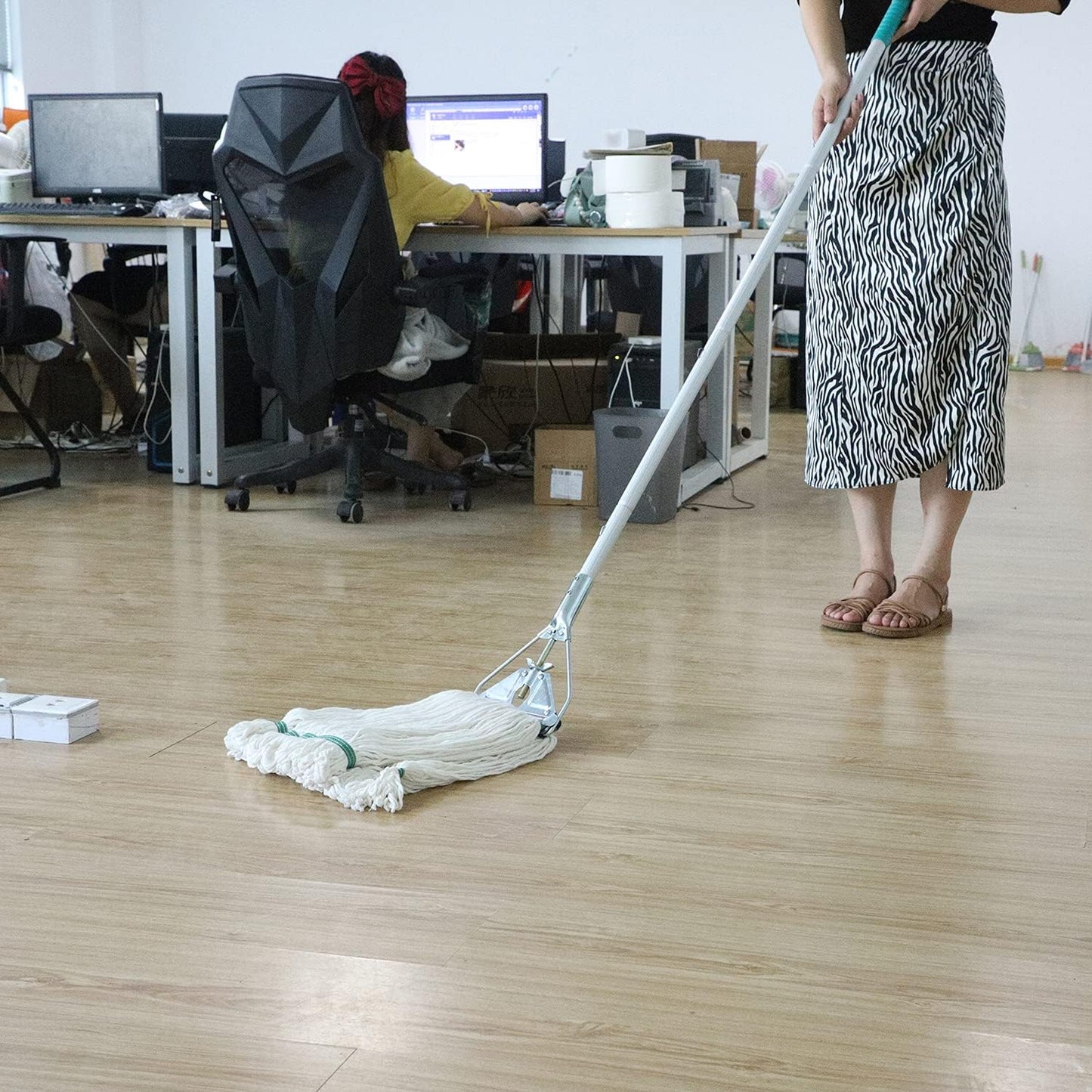 OFO Loop-End String Mop with Extra Head Replacement - Heavy Duty Commercial Industrial Grade Mop, 59Inch Handle for Floor Cleaning Home, Kitchen, Garage, Office and Wooden/Tile Floor