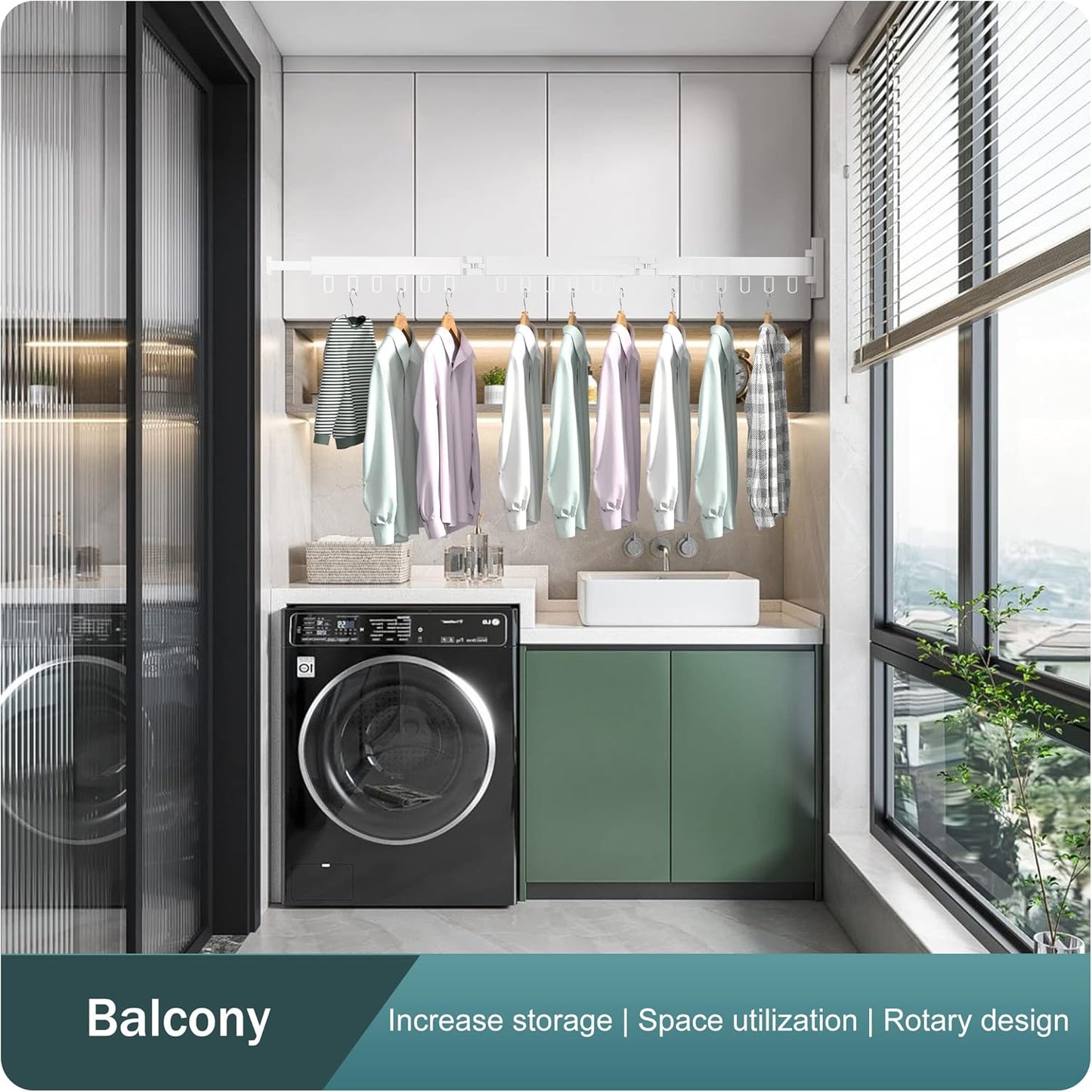 Clothes Drying Rack,Laundry Drying Rack,Clothes Rack Wall Mount,Wall Mounted Clothes Hanger Rack,Laundry Rack Folding,Retractable Clothing Rack,Collapsible Clothes Hanging Rack(Loop,White)