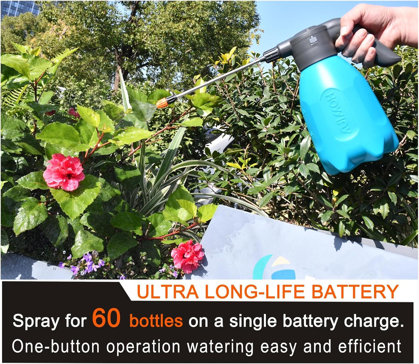 ES2-PRO Electric Spray Bottle 2L/0.5Gallon Plant Mister,Spray About 30 Gallons On a Single Charge,Rechargeable Battery Powered Sprayer,Automatic Watering Can,Pump Sprayer for Indoor Plants (Blue)