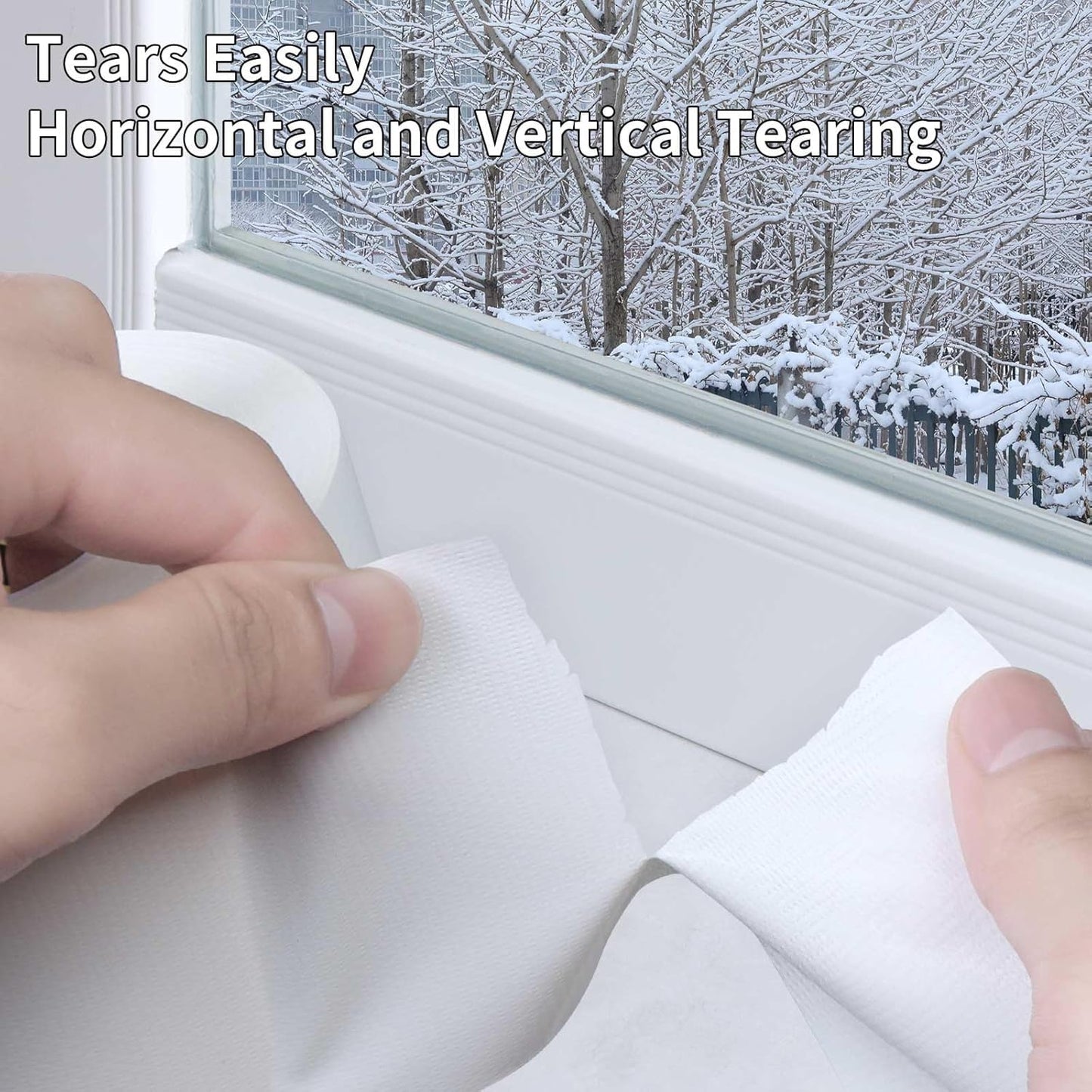 2Pack Duct Tape Heavy Duty Single Sided, Strong Adhesive High Strength, Waterproof Mesh Tape for Indoor Outdoor Repairing Sealing Bonding, Easy Use Hand Tearable, 2.36 Inch x 66 Feet, White