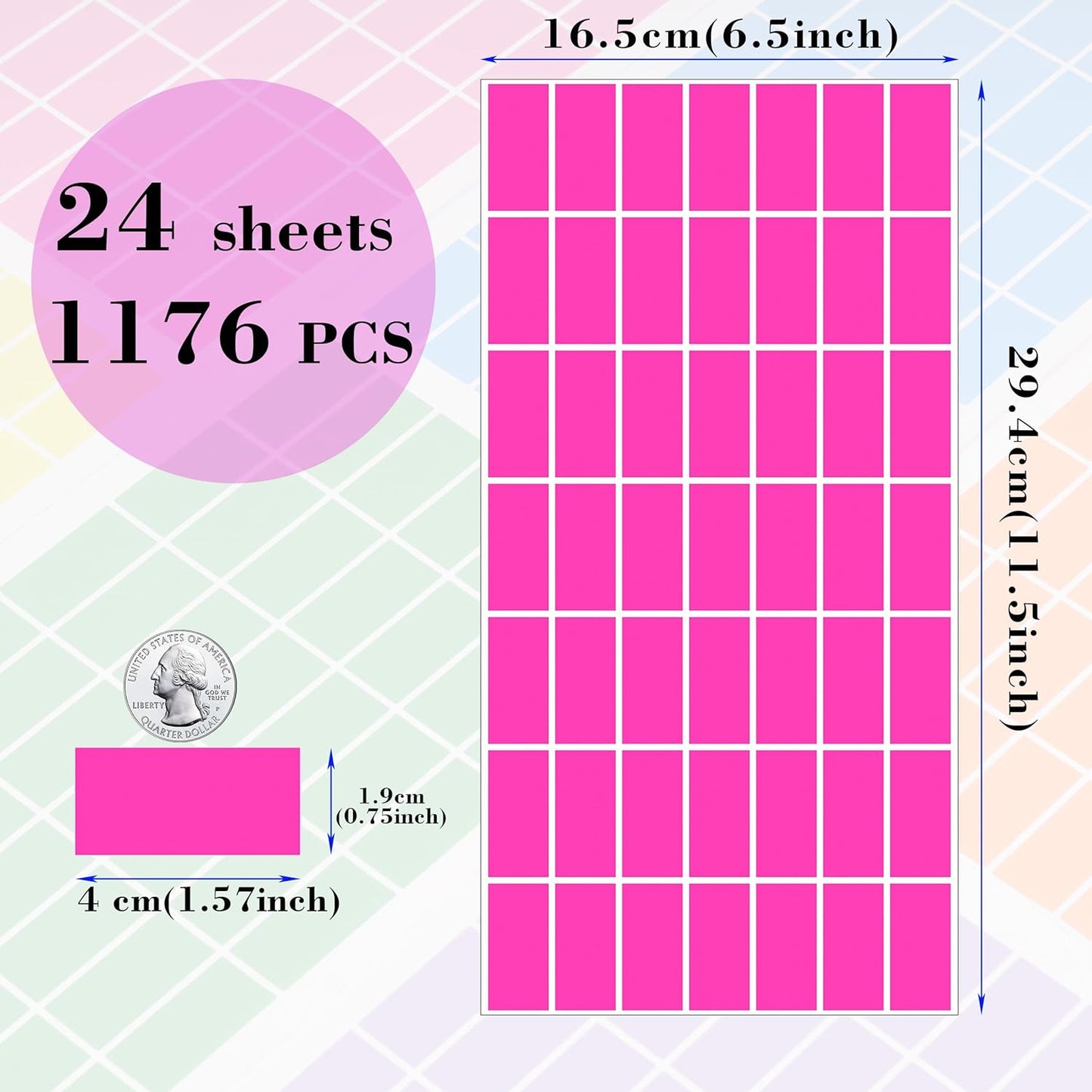 YSHIHE Colored Label Stickers,Rectangular Color Coding Stickers 1.57 x 0.75 Inch (40mm x 19mm),12 Assorted Colors for Inventory Organize, File Classification - 1176 Pack