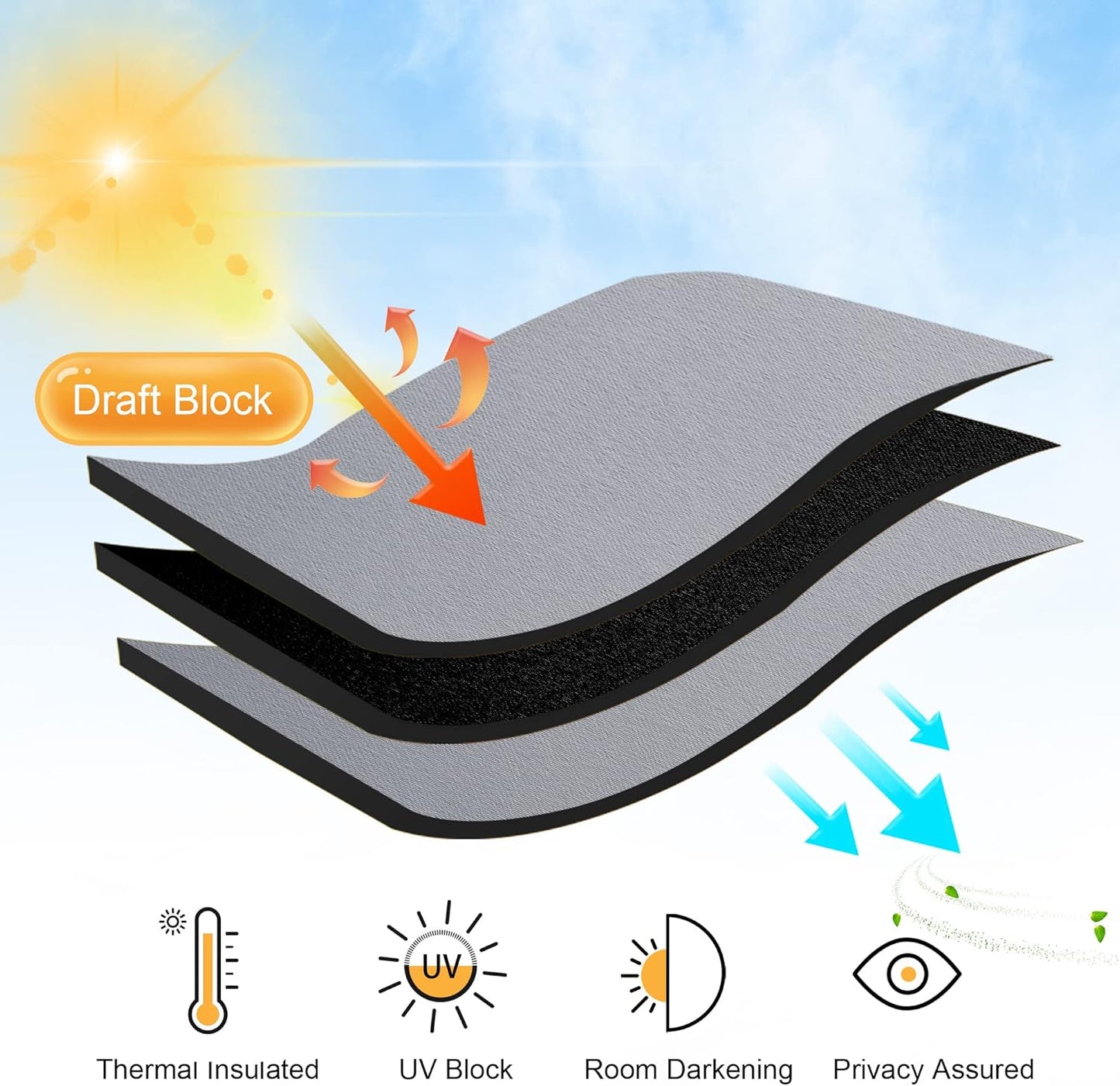 RYB HOME Blackout Curtains & Drapes - Light Block Thermal Insulated Privacy Window Covering for Bedroom Living Room Office, W 42 x L 72 inch, Silver Grey, 2 Panels