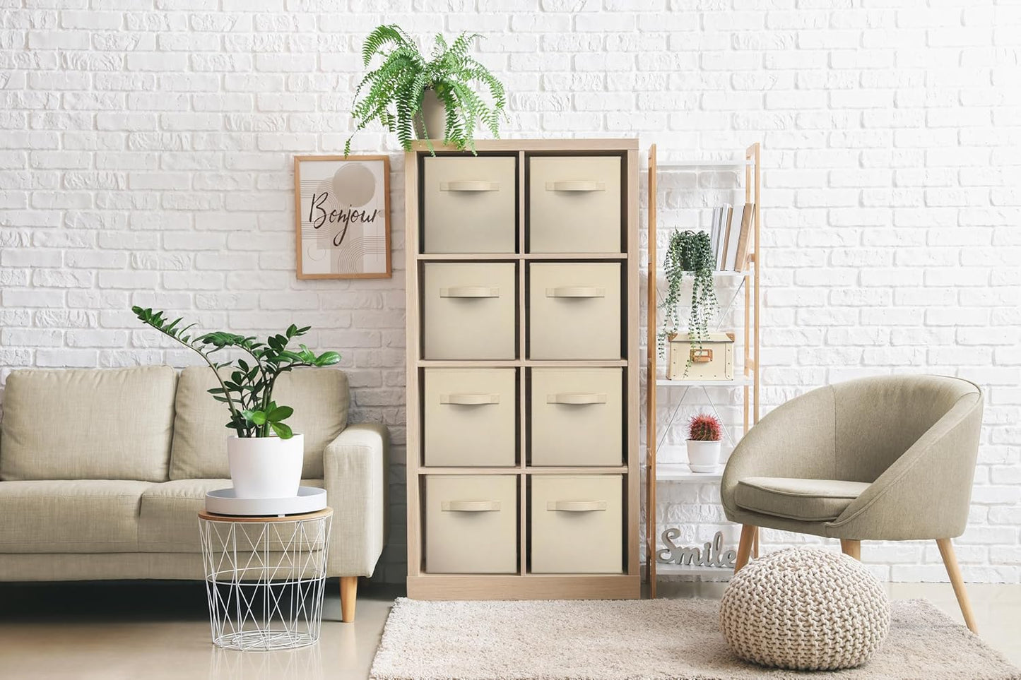 Sorbus Fabric Storage Cubes - 8 Foldable Storage Bins for Organizing Pantry, Cubbies, Toy Box - Clothes Storage & Closet Organizer - 11 Inch Collapsible Cube Baskets for Shelves with Handle