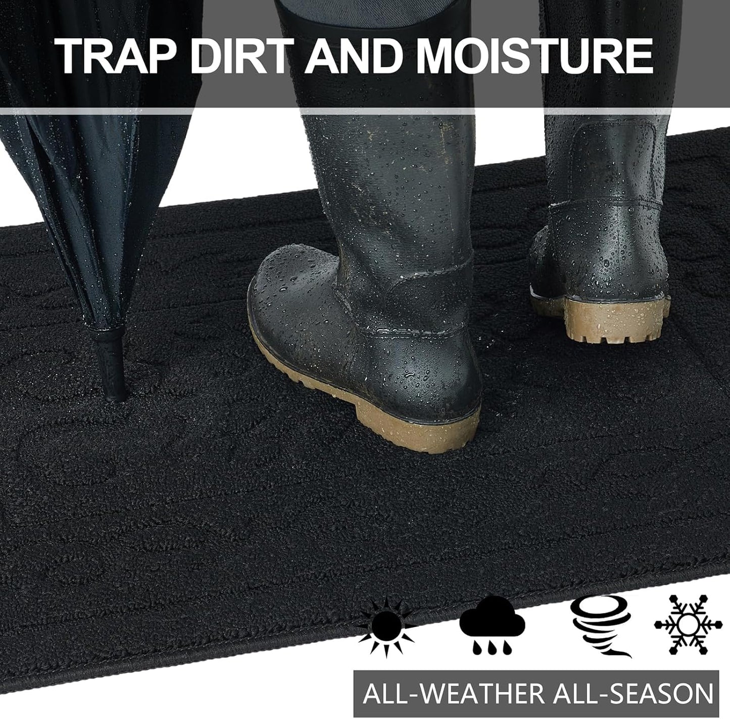 FONEYI Indoor Door Mat 32" x 48", Dirt Trapper Door Mats Non-Slip Entryway Rugs Washable, Absorbent Resist Dirt Welcome Mat, Low Profile Inside Floor Mats for Front Back Door and Entryway, Black