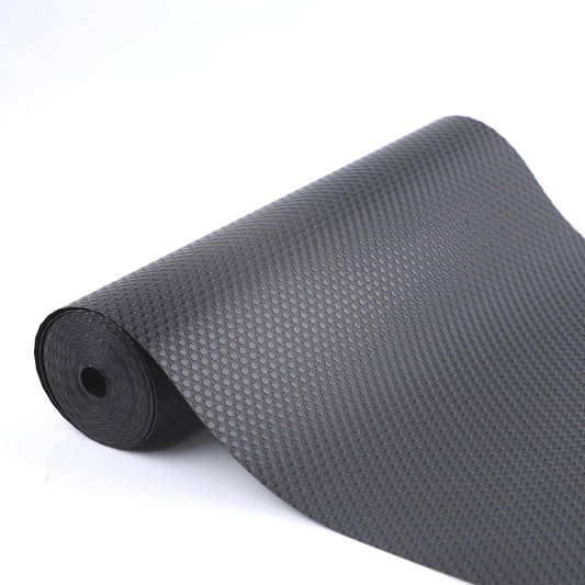 Shelf Liner for Kitchen Cabinet 18 Inch Wide X 20 Ft Non-Slip Drawer Mat Waterproof & Oil-Proof Cabinet Mat for Cupboard Pantry Bedroom Bathroom Garage Non Adhesive Refrigerator Shelf Liner (Black)