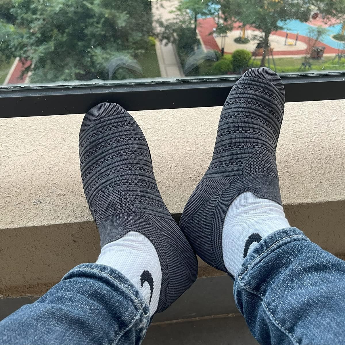 QZKDM Lightweight Slip on Grip Indoor House Slippers Barefoot Non Slip Home Exercise Yoga Shoes for Men Women