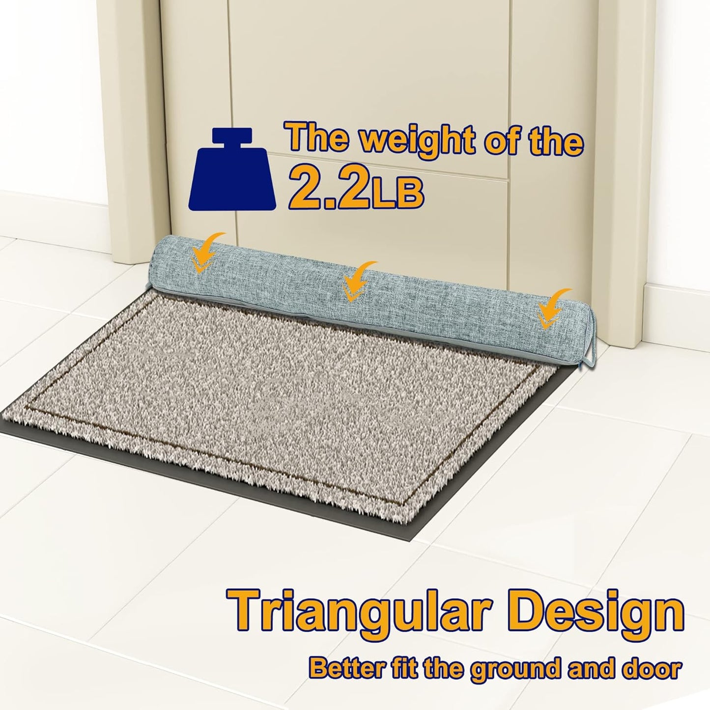 NABOWAN 32" Weighted Under Door Draft Stopper -Triangular Door Draft Blocker with Hook Loops for Easy Install, Save Energy, Home Room Essentials