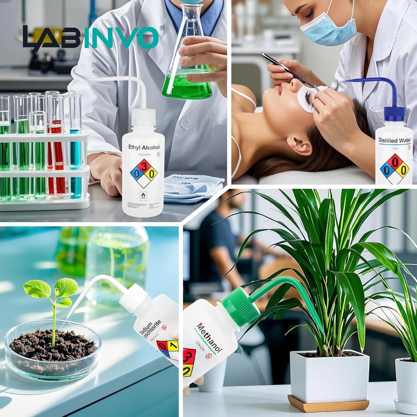 Distilled Water Wash Bottles, 1 PC of Vol.500ml (17oz), Narrow Mouth, Self-Venting Safety Wash Bottles, LDPE Material,IN-WBD501