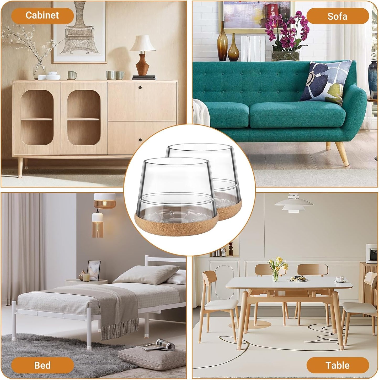 Meldel 24 PCS Silicone Chair Leg Floor Protectors Large (1.2"-1.4") Rubber Felt Furniture Pads Chair Legs Caps/Covers for Hardwood Floors, Tile from Scratches & Reduce Noise - Round, Clear