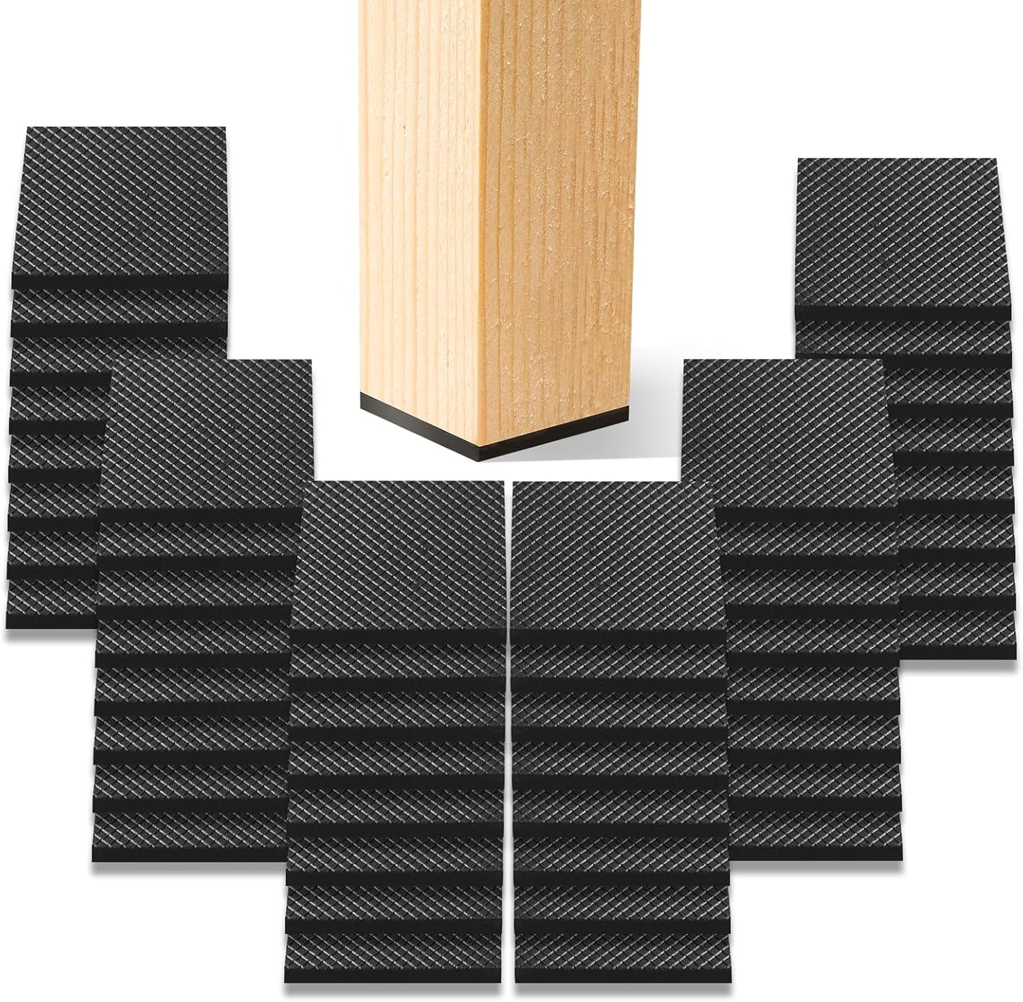 CHUNZEXI Non Slip Furniture Pads - 48 Premium Furniture Grippers Self Adhesive Rubber Furniture Feet, Anti Slide Furniture Hardwood Floor Protector for Keep Couch Stoppers (1 inch Square)