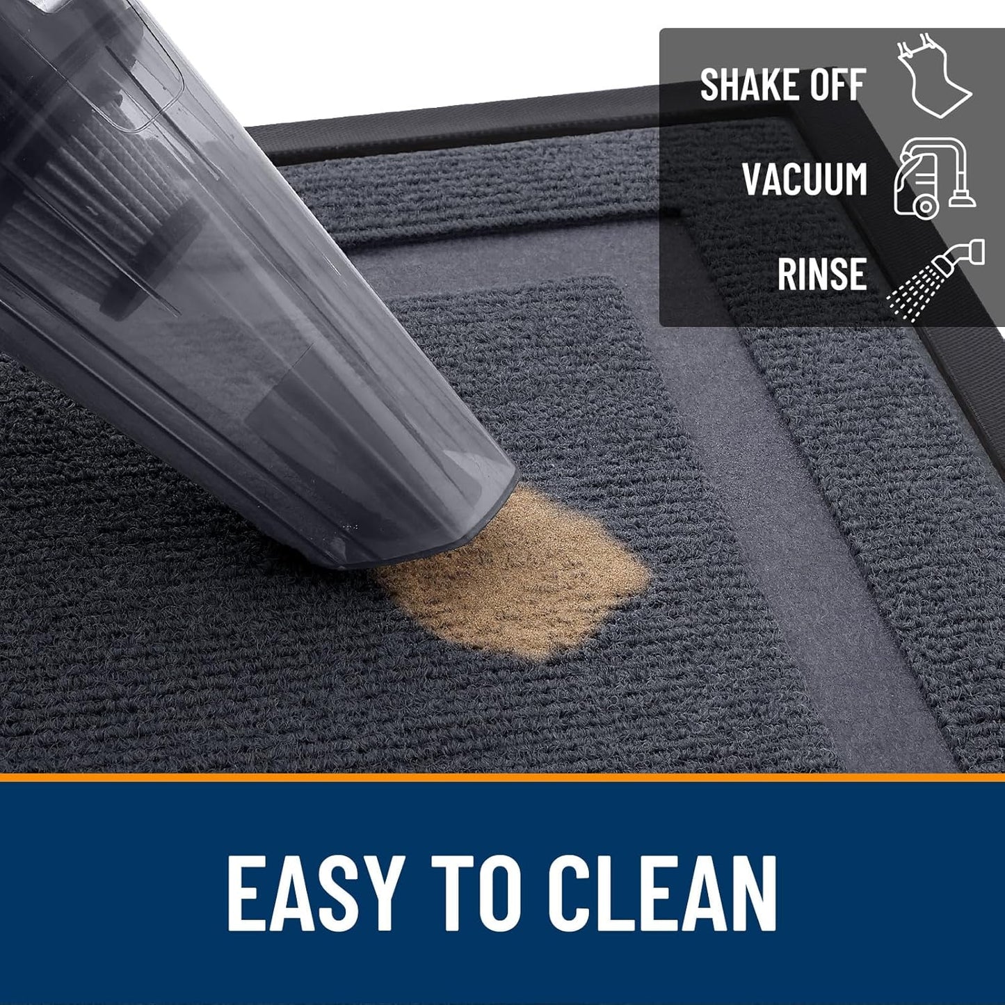 OLANLY Front Door Mat Indoor Outdoor Entrance, Waterproof All-Season, All-Weather Doormat, Sturdy Natural Rubber, Fade Resistant, Low Profile, Easy Clean Patio Porch Entryway Mat, 47x23, Light Grey