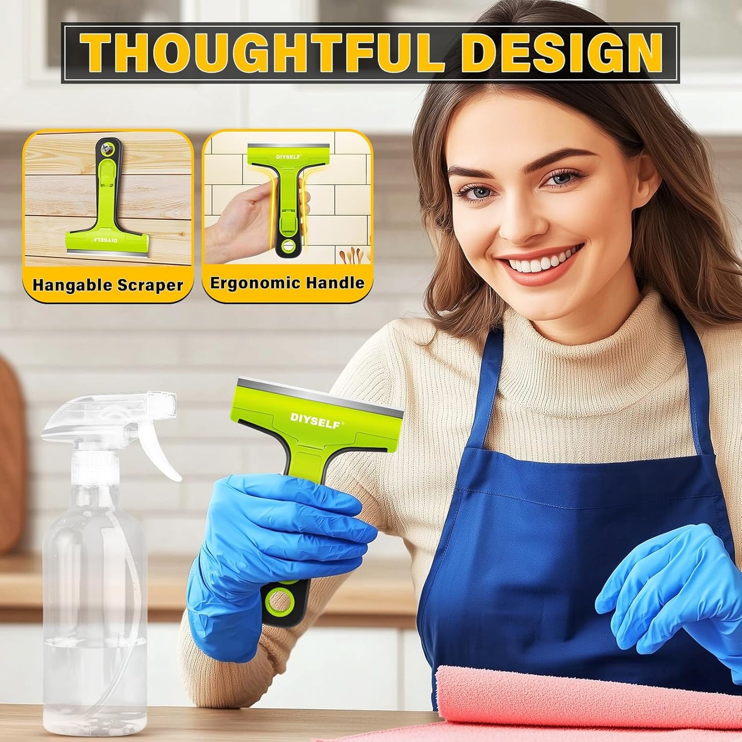 DIYSELF 1 Pack Razor Blade Scraper with 10 Extra Razor Blades, Scraper Tool, Glass Scraper for Cleaning, Glass Stove Top Scraper, Window Scraper, Paint, Cooktop, Oven Scraper, Razor Scraper Tool