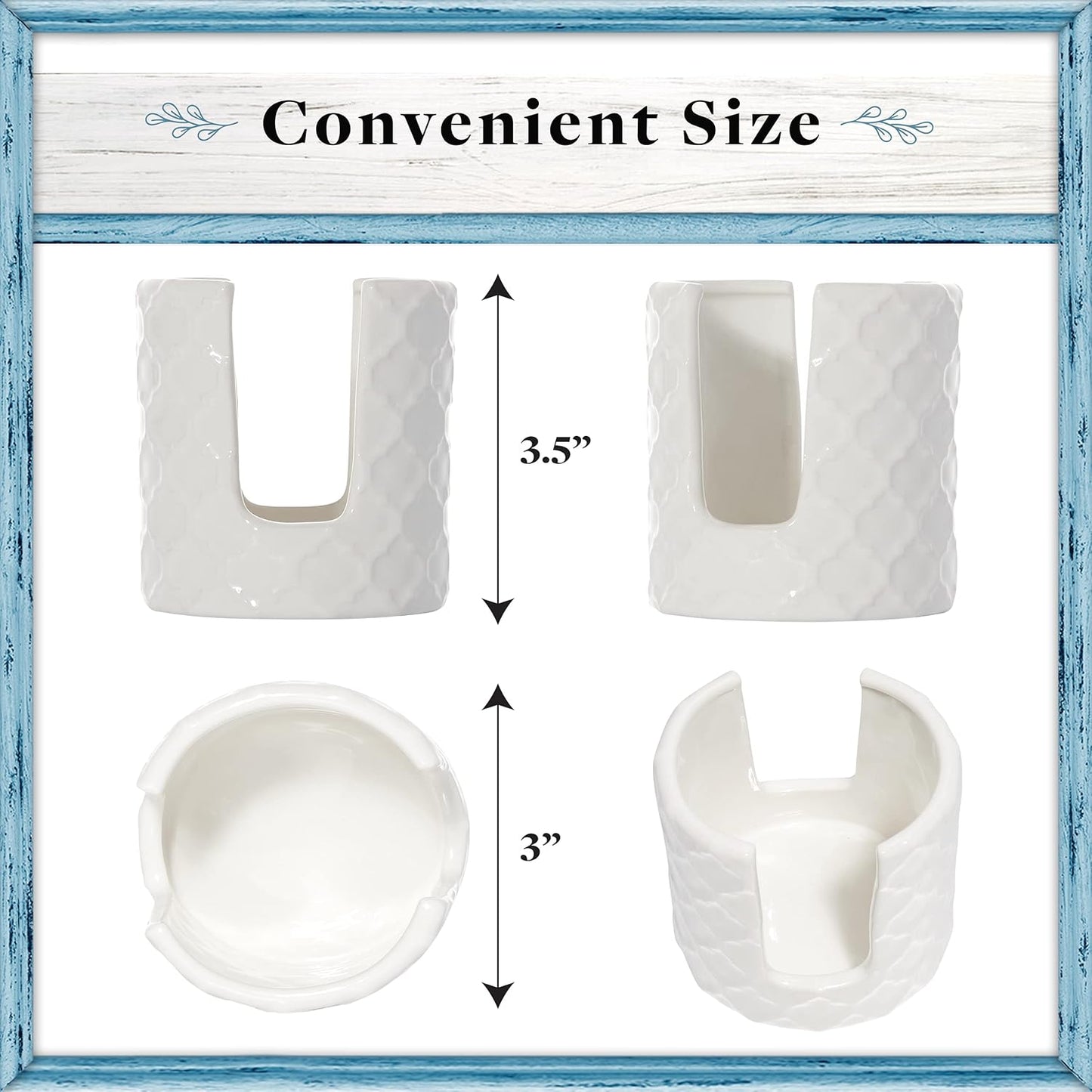 Home Acre Designs Sponge Holder for Kitchen Sink - Rustic Farmhouse Home Kitchen Decor - White Ceramic