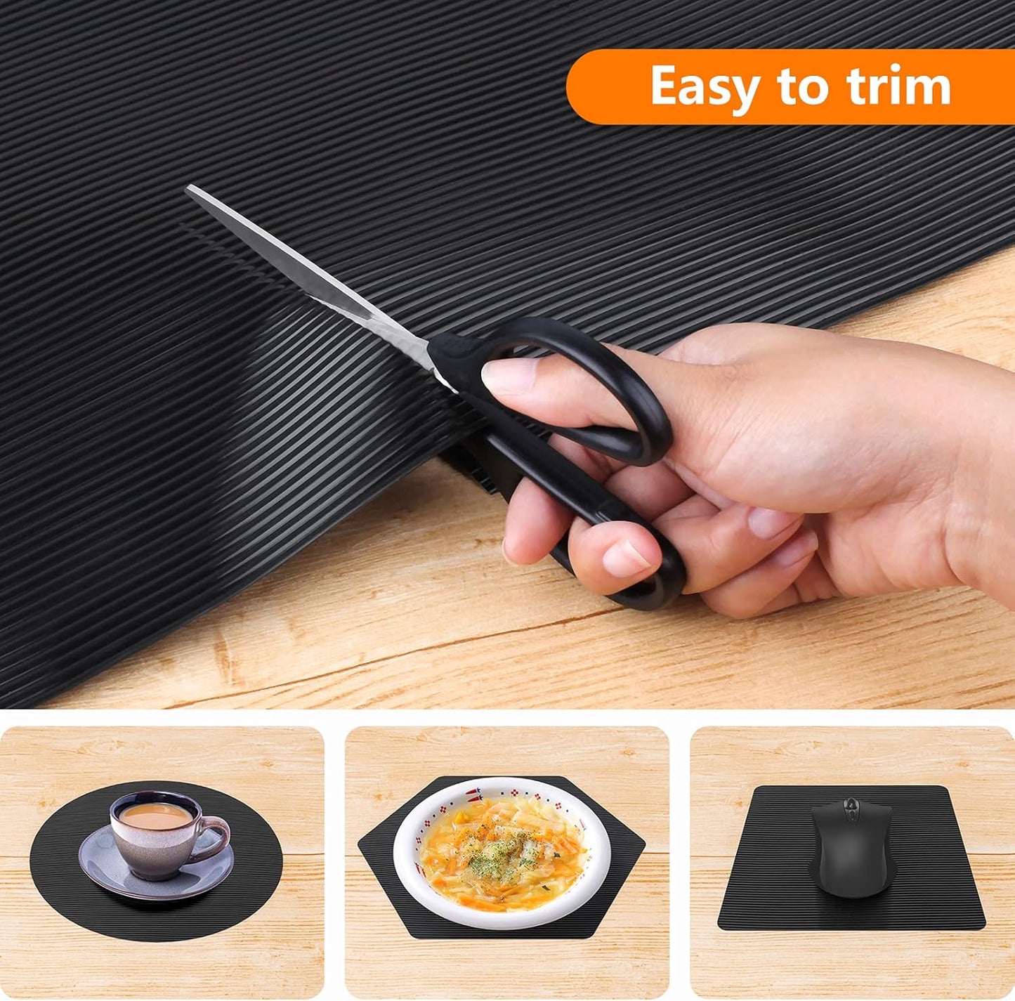 Shelf Liners for Kitchen Cabinets Non Adhesive Drawer Liner EVA Material Cupboard Mat Refrigerator Mats Washable Fridge Liner for Cabinet, Storage and Desks 17.3 x 236.2 Inches Black