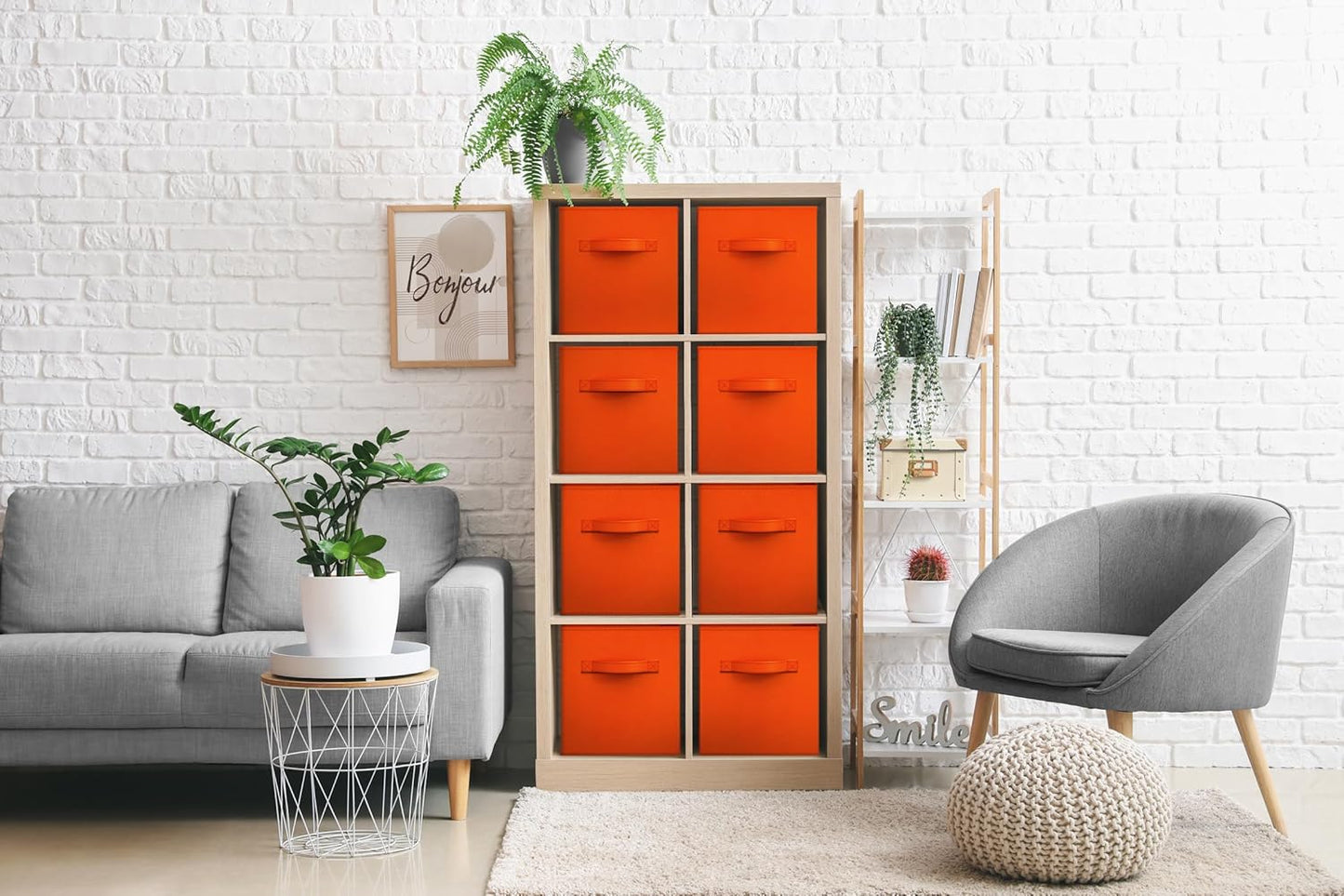 Sorbus Fabric Storage Cubes - 8 Foldable Storage Bins for Organizing Pantry, Cubbies, Toy Box - Clothes Storage & Closet Organizer - 11 Inch Collapsible Cube Baskets for Shelves with Handle