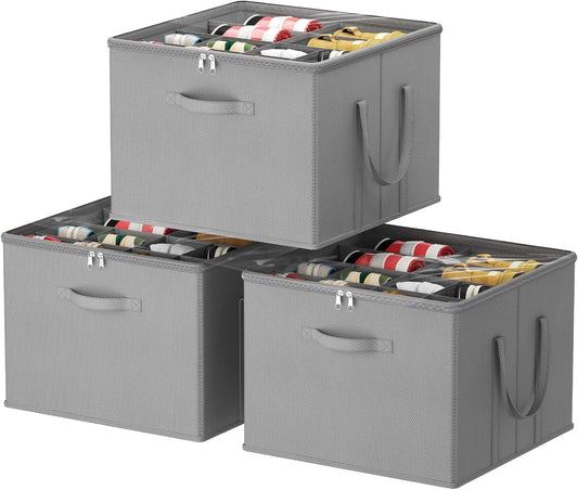 Lifewit Shoe Storage Organizer for Closet Fits 12-16 Pairs, Fabric Large Shoe Box Storage Containers with Clear Cover, Foldable Bins Fit for Boots Sneakers 17"(L) x 17"(W) x 12.5"(H) 3 Pack Light Gray