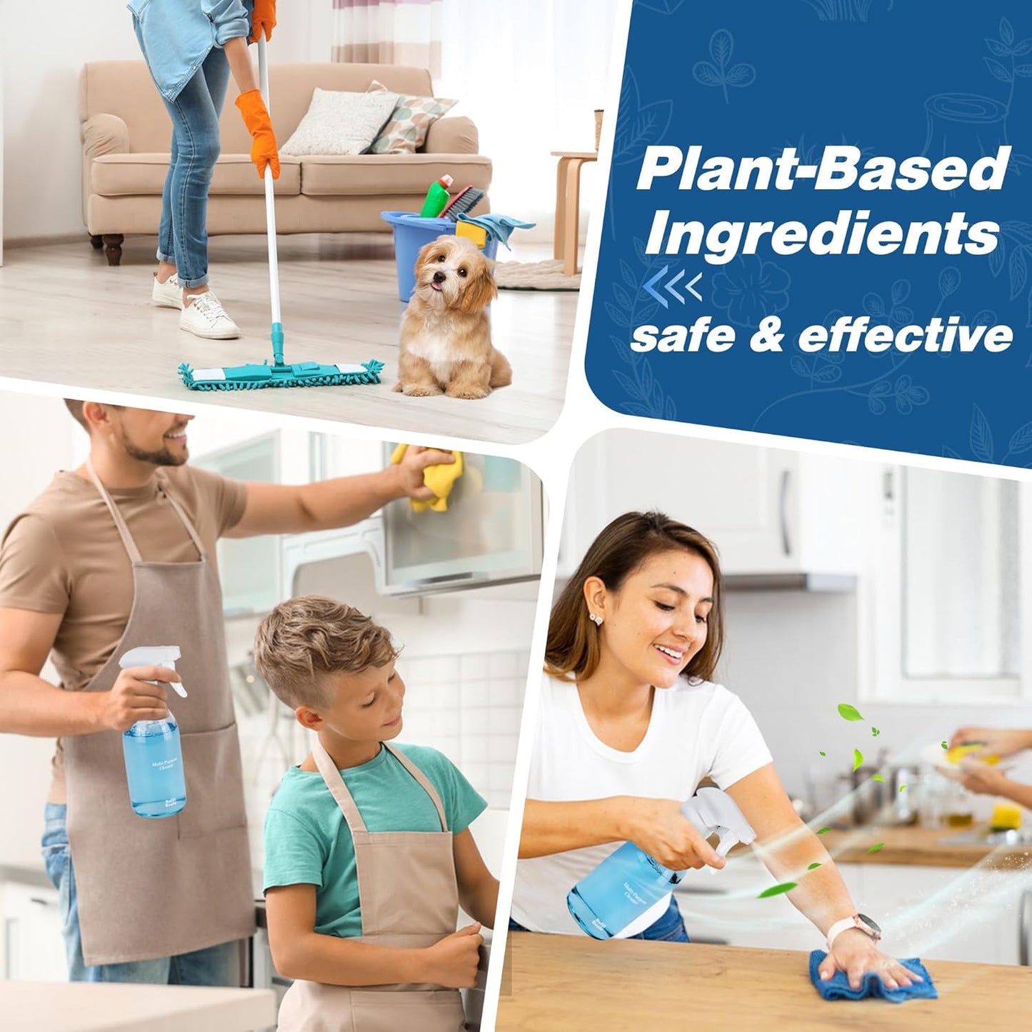 Multi-surface Cleaner Kit, Bathroom Cleaner Spray Tablets & Spray Bottle All Purpose Cleaner, 12 Tablets Multipurpose Cleaner Refills with Reusable Glass Bottle, Plant Based - Ocean Breeze