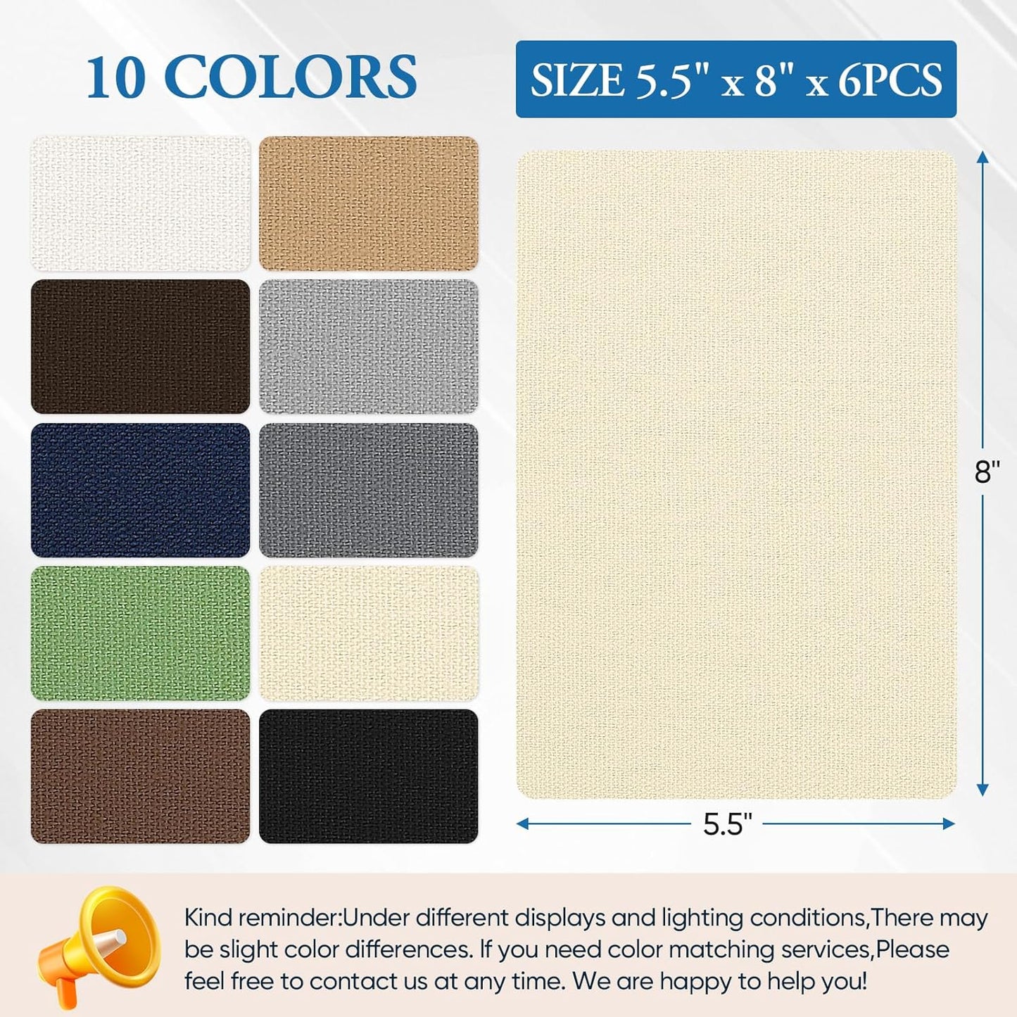 Canvas Patch 5.5 x 8 Inches 6Pcs Self-Adhesive Waterproof Canvas Patch Kit for Repairing Tents,Sofas,Boat Covers,Camping Chair,Awnings,Car Seats.(Beige Yellow)