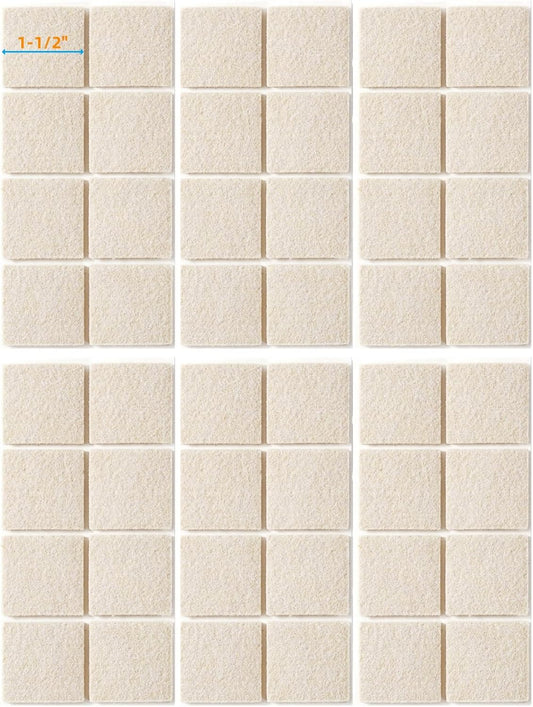 FURNIGEAR Felt Furniture Pads for Hardwood Floors - Self Adhesive Chair Felt Pads, Floor Protector for Furniture Feet, Furniture Sliders Moving Smoothly - Anti Scratch 48 Pcs 1-1/2" Square