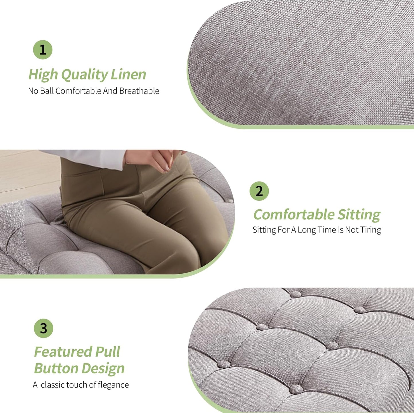 Ottoman with Storage 38 inches, Furniture End of Bed Storage Benches, Long Ottomans Bench with hinged lid, Bench seat Trunk for Foot Rest in Bedroom, Living Room (Gray)