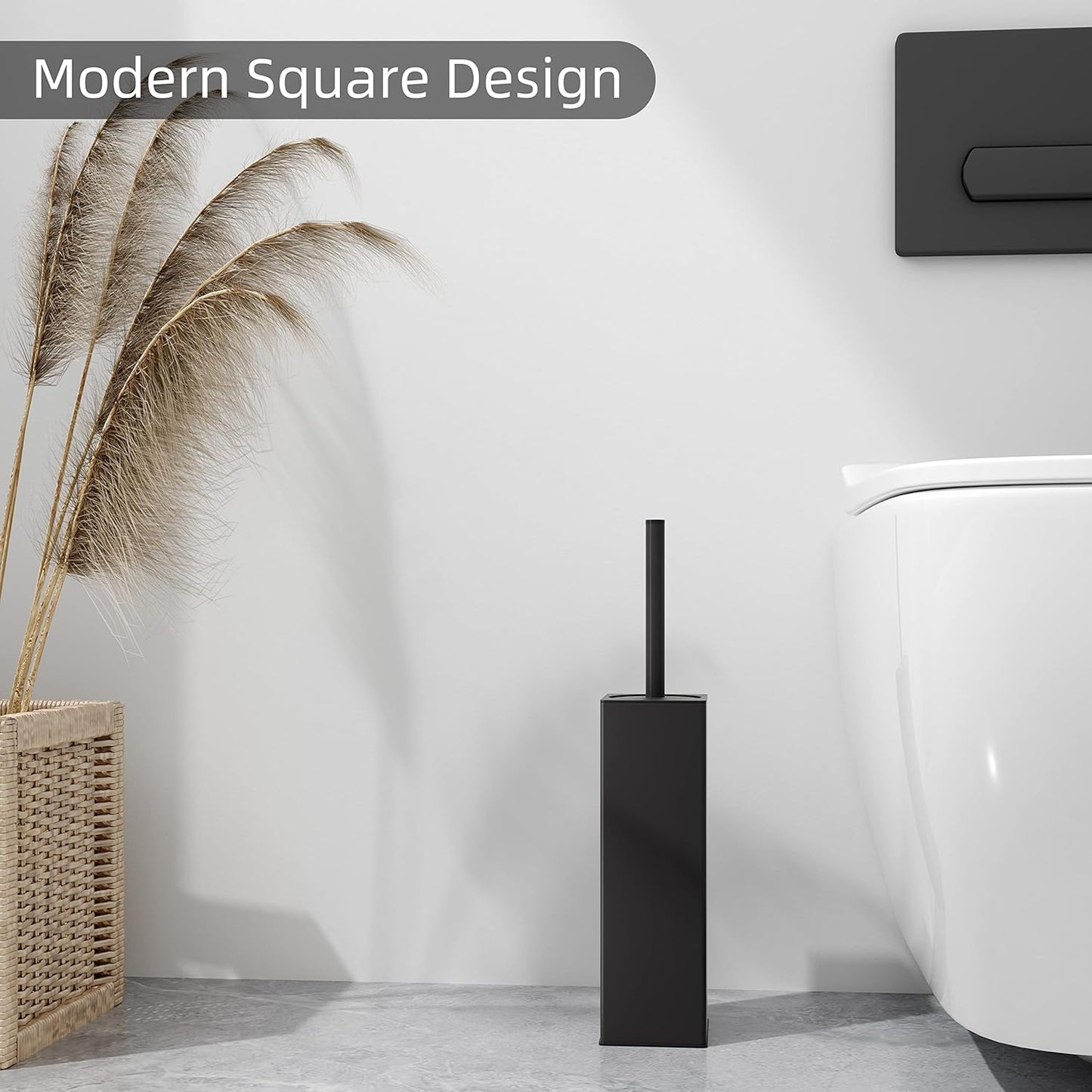 Square Toilet Brush with Holder,Stainless Steel Toilet Bowl Brush and Holder for Bathroom,2PACK