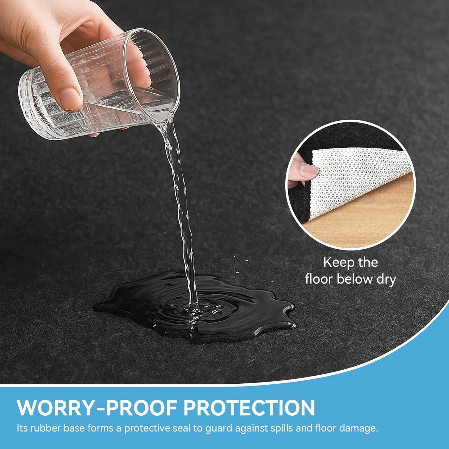 Warmstar 6x9 FT Non Slip Rug Pad,100% Waterproof Felt Rug Pad for Hardwood Floors,1/2” Thick Soft Carpet Pad with Natural Rubber Backing, Secure Grip & Floor Protection