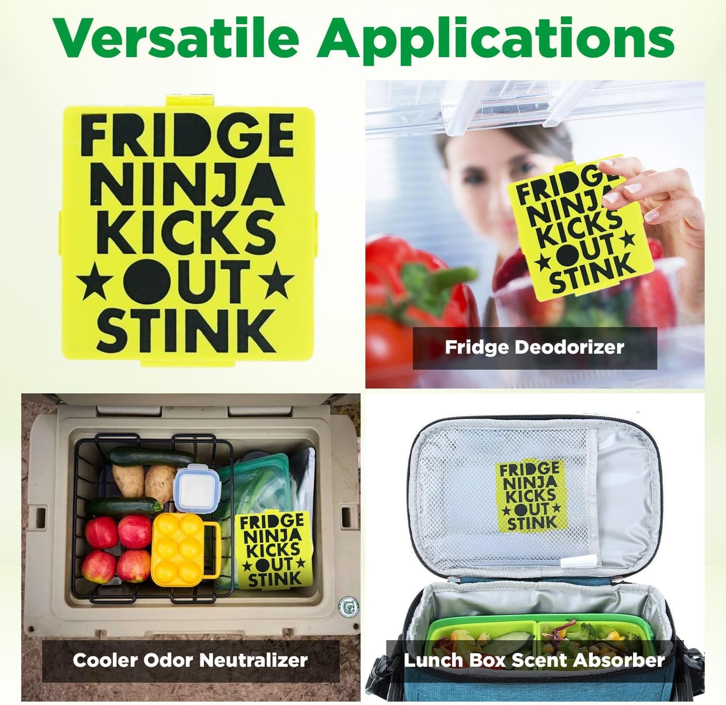 Fridge Ninja Compact Fridge Deodorizer (2 Pack) - More Effective Than Baking Soda - Compact Size Refrigerator Deodorizer Made of Activated Carbon