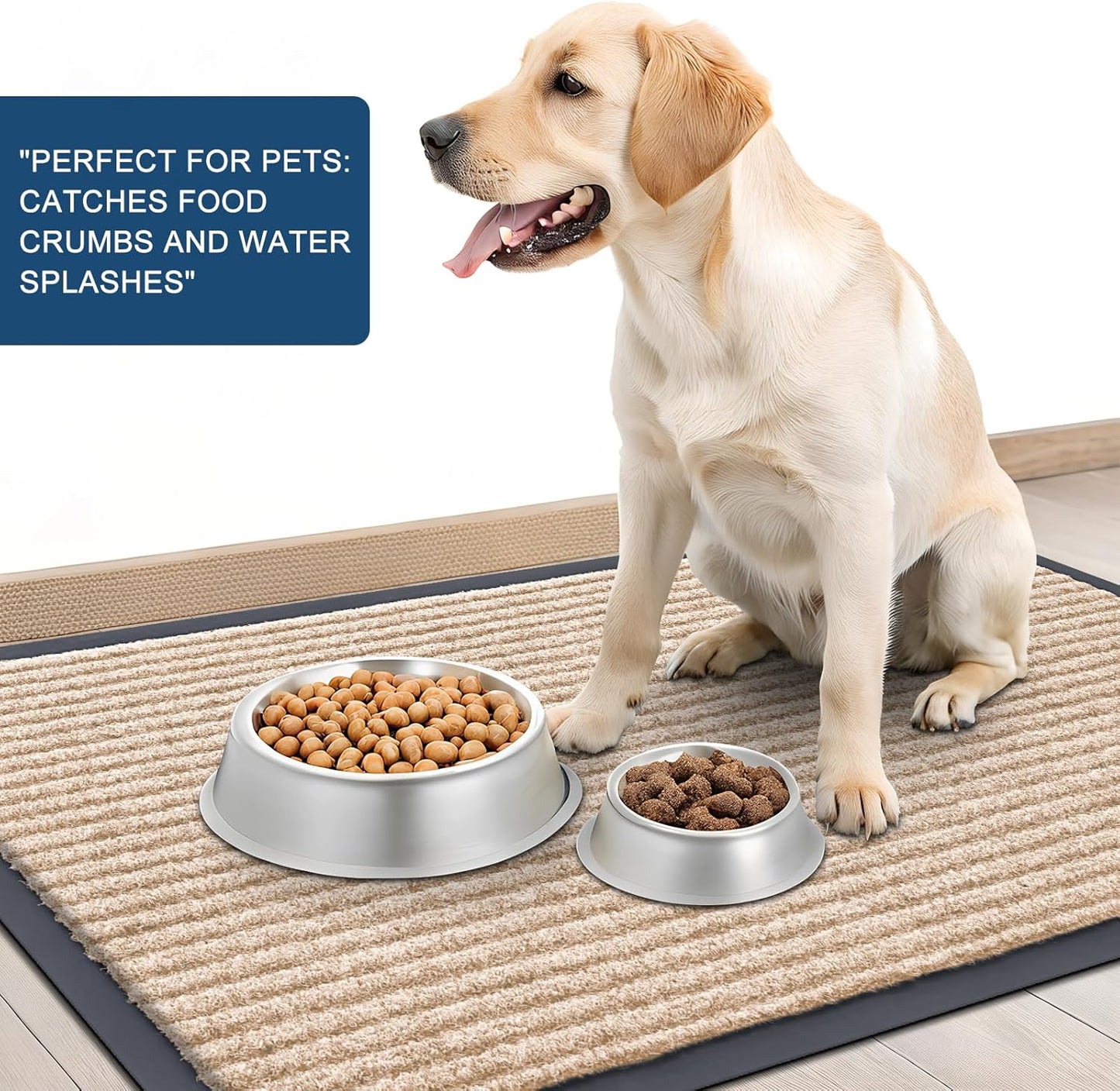 OLANLY Front Door Mat Indoor Outdoor Entrance, Waterproof Heavy Duty Doormat, Fade Resistant, Low Profile, Easy Clean Patio Porch Welcome Floor Mats for Entry, 59x35, Beige