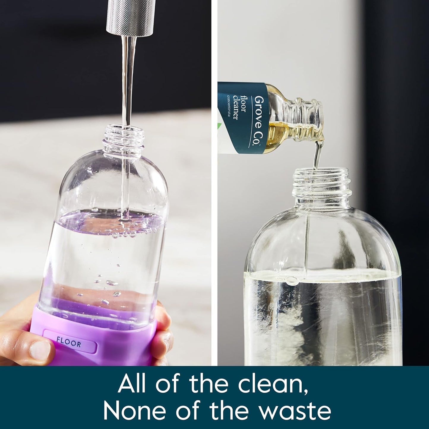 Grove Co. Floor Cleaner Refill Concentrate (6 x 1 Fl Oz) Plant-based Household Cleaning Supplies, Ammonia & Chlorine Free, No Plastic Waste, 100% Natural Orange & Rosemary Scent, 3 x 2 Pack Refills