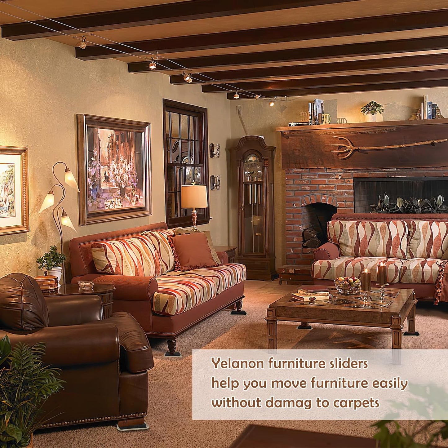 Yelanon Furniture Sliders, 20 pcs-3 1/2” Square Beige Furniture Sliders for Carpet, Furniture Pads for Hardwoods Floors，Furniture Movers Sliders, Reusable Moving Pads, Floor Protectors for Carpet