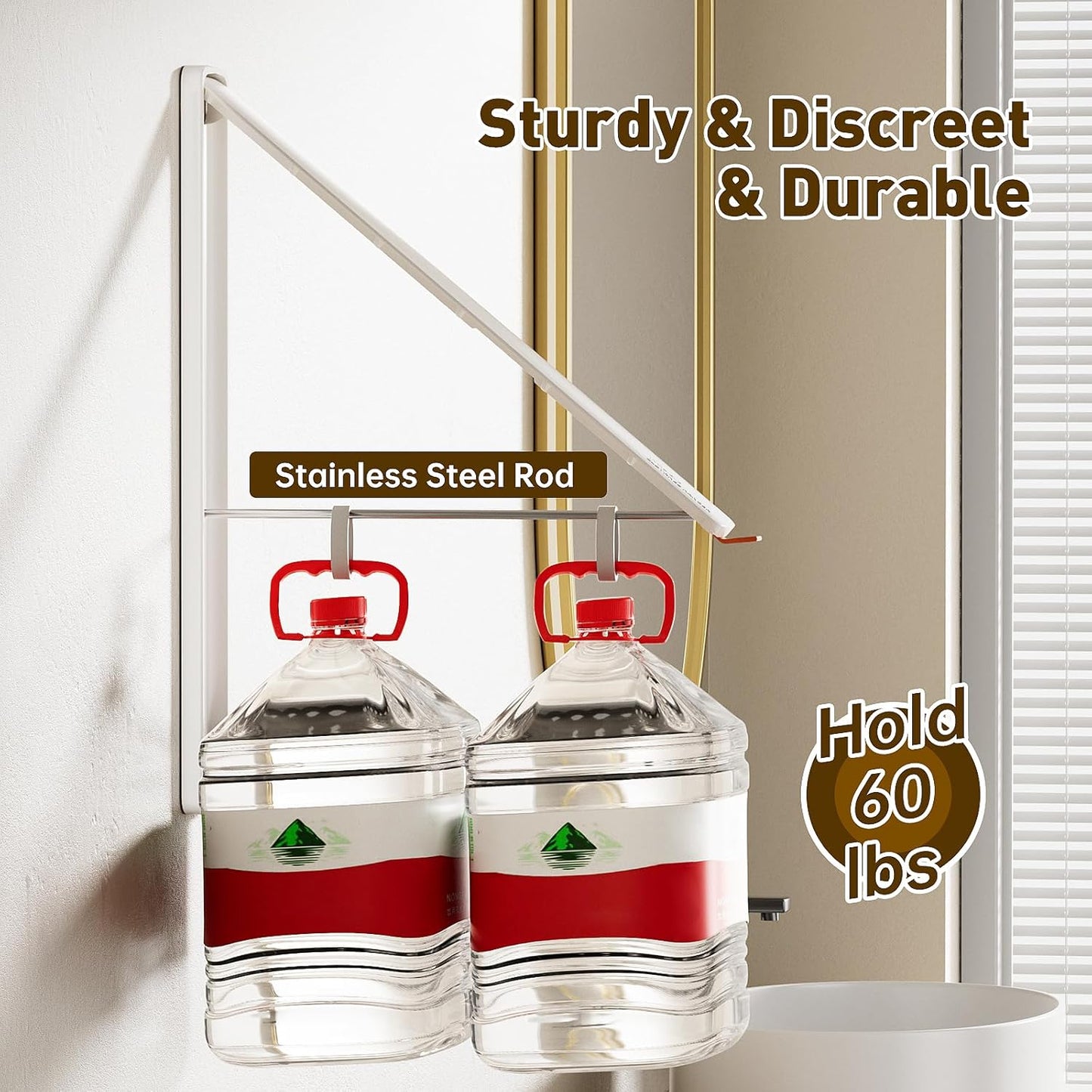 Clothes Drying Rack, Laundry Room Wall Mounted Retractable Clothes Hanger Drying Rack, Laundry Clothing Drying Rack Folding Indoor or Outdoor, Easy Installation Aluminium Dryer, 2pcs(White)