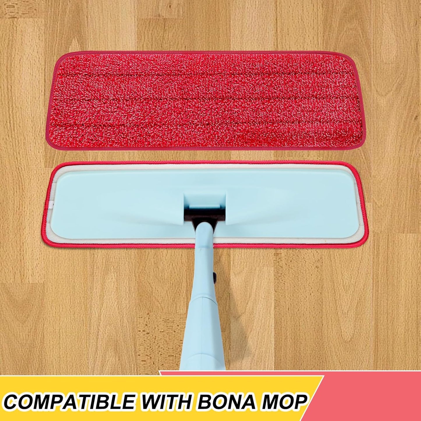16.5 Inch Reusable Mop Pads Microfiber Spray Mop Replacement Heads for Wet/Dry Mops Compatible with Bona Floor Care System (6 Pack)