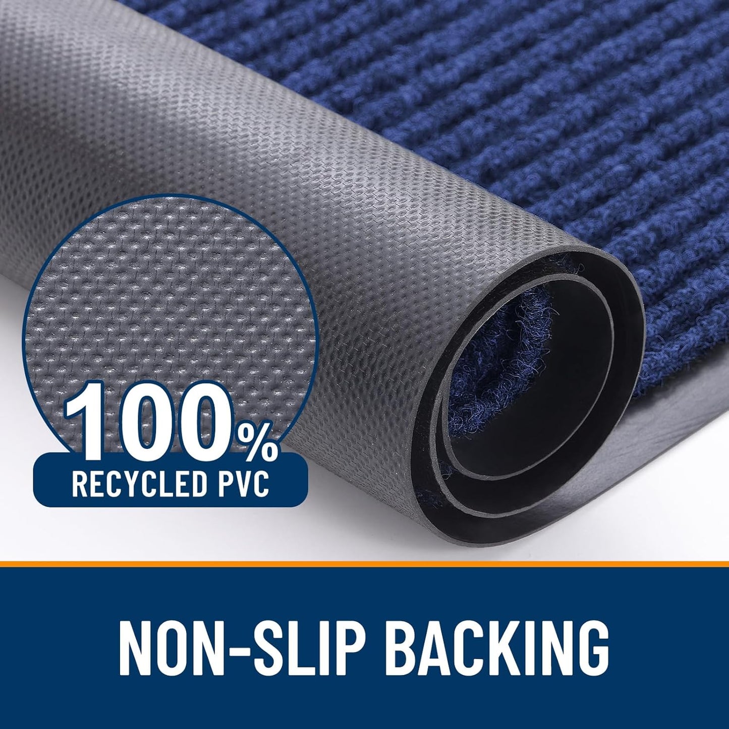 OLANLY Front Door Mat Indoor Outdoor Entrance, Waterproof Heavy Duty Doormat, Fade Resistant, Low Profile, Easy Clean Patio Porch Welcome Floor Mats for Entry, 40x32, Blue