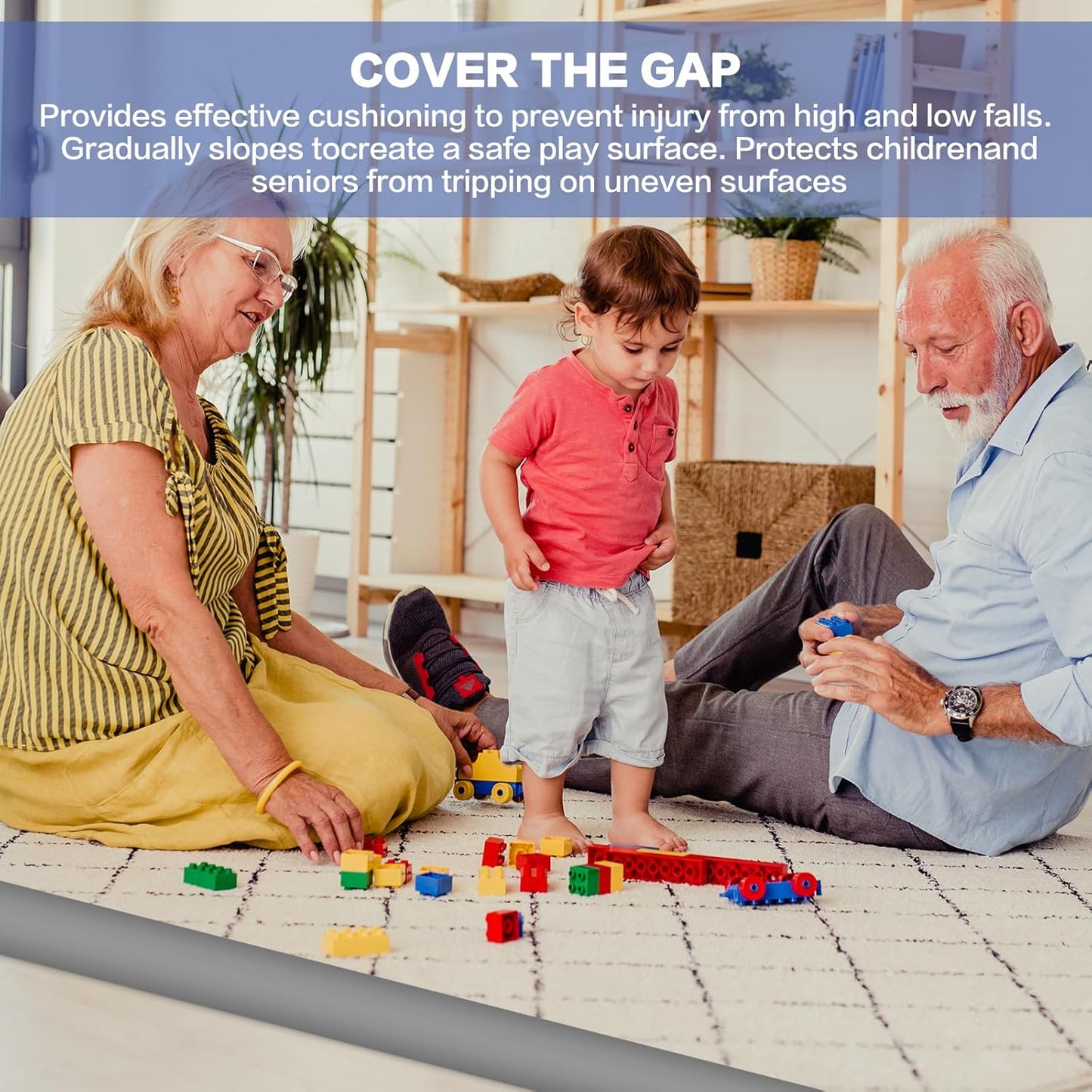 Floor Transition Strip Vinyl Door Threshold Ramp Self Adhesive Carpet Edging Strip Doorway Edge Trim, Overlap Edge Reducer for Laminate Carpet, Floor, Tile (Gray, 3/5" to 4/5", 3.3Ft)