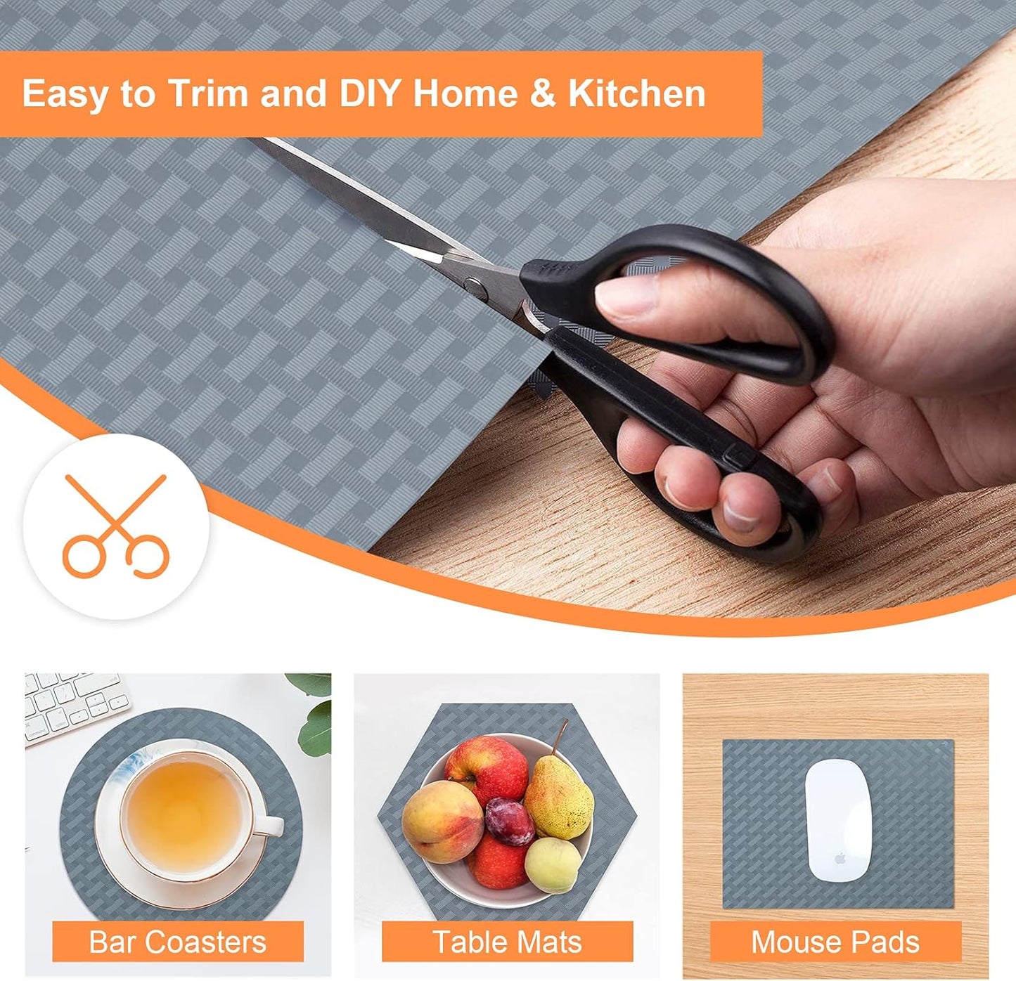 Shelf Liners for Kitchen Cabinets Refrigerator Liners Waterproof & Oil-Proof Kitchen Cupboard Liner Non-Slip Drawer Mats EVA Material Non Adhesive Fridge Mats for Shelves 17.3 x 236.2 Inches