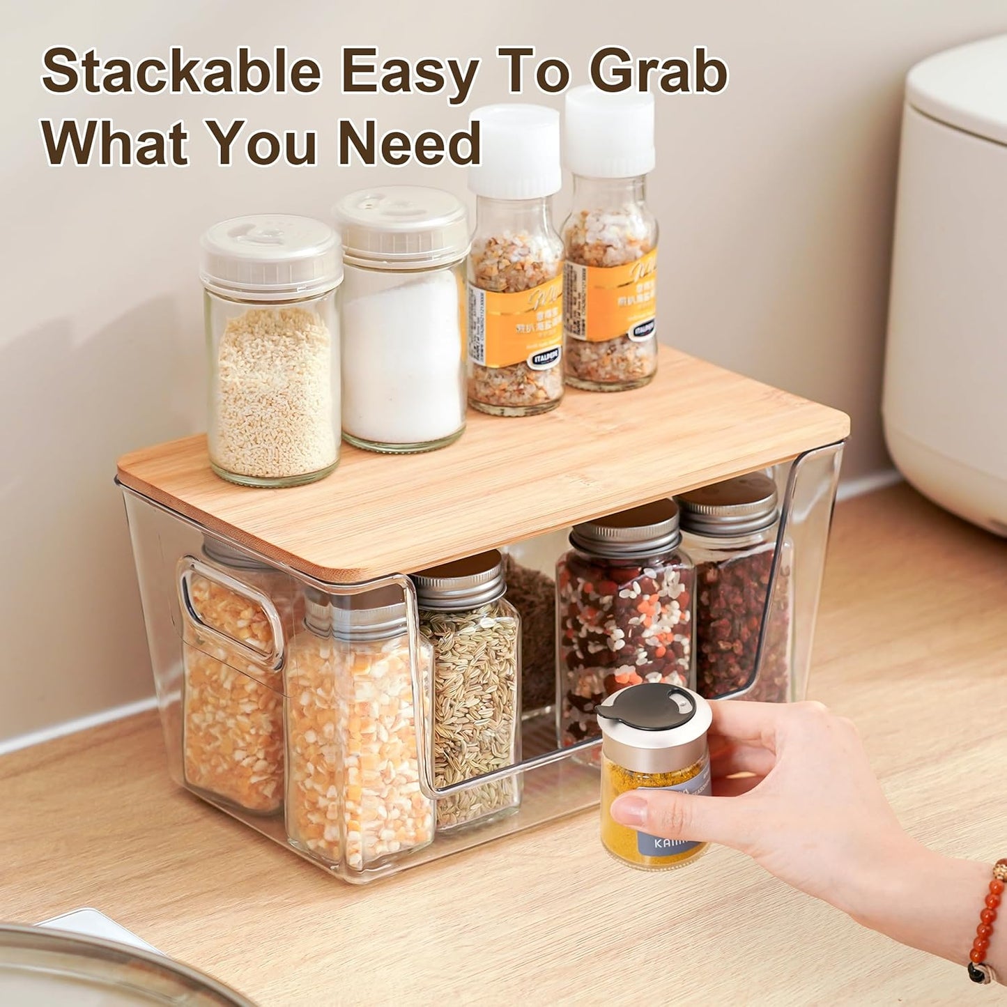 Citylife 2-Pack Extra Large Trash Bag Holders with Bamboo Tops and Handles, Laundry Room Organization and Storage for Home, Kitchen, Under-Sink Garbage Bag Dispenser