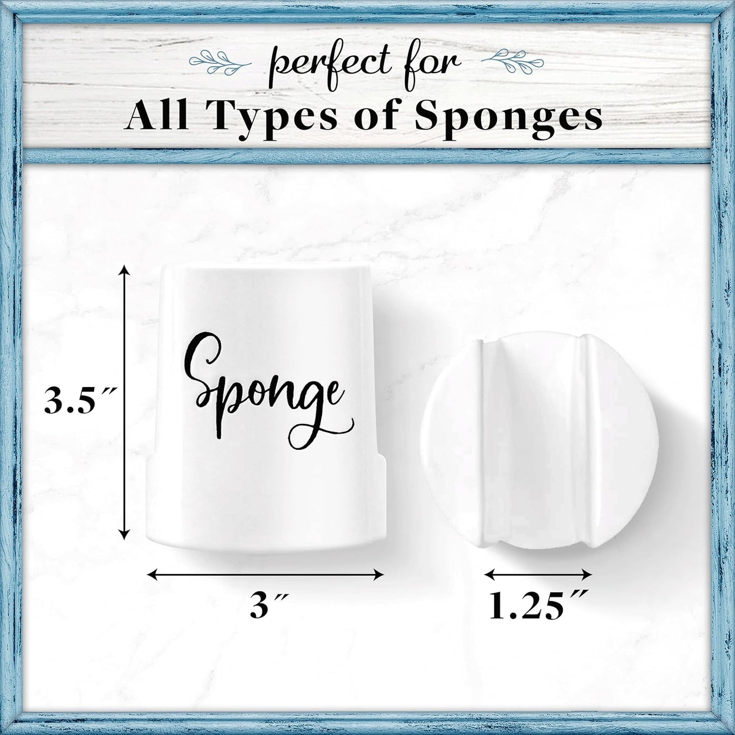 Home Acre Designs Sponge Holder for Kitchen Sink - Rustic Farmhouse Home & Kitchen Decor - White Ceramic